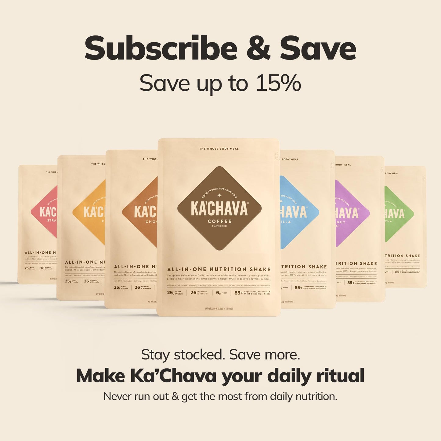 Ka'Chava Whole Body Meal Shake Coconut Acai Powder 15 Servings