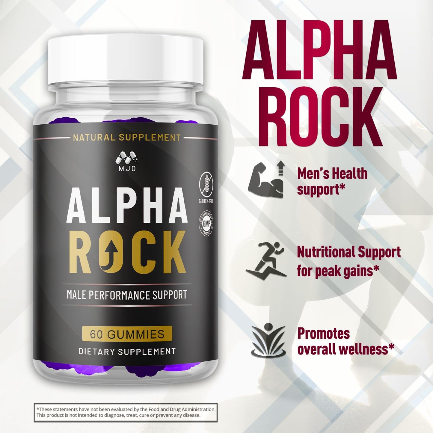 MJO Alpha Rock Gummies for Men Chewable 60 Count