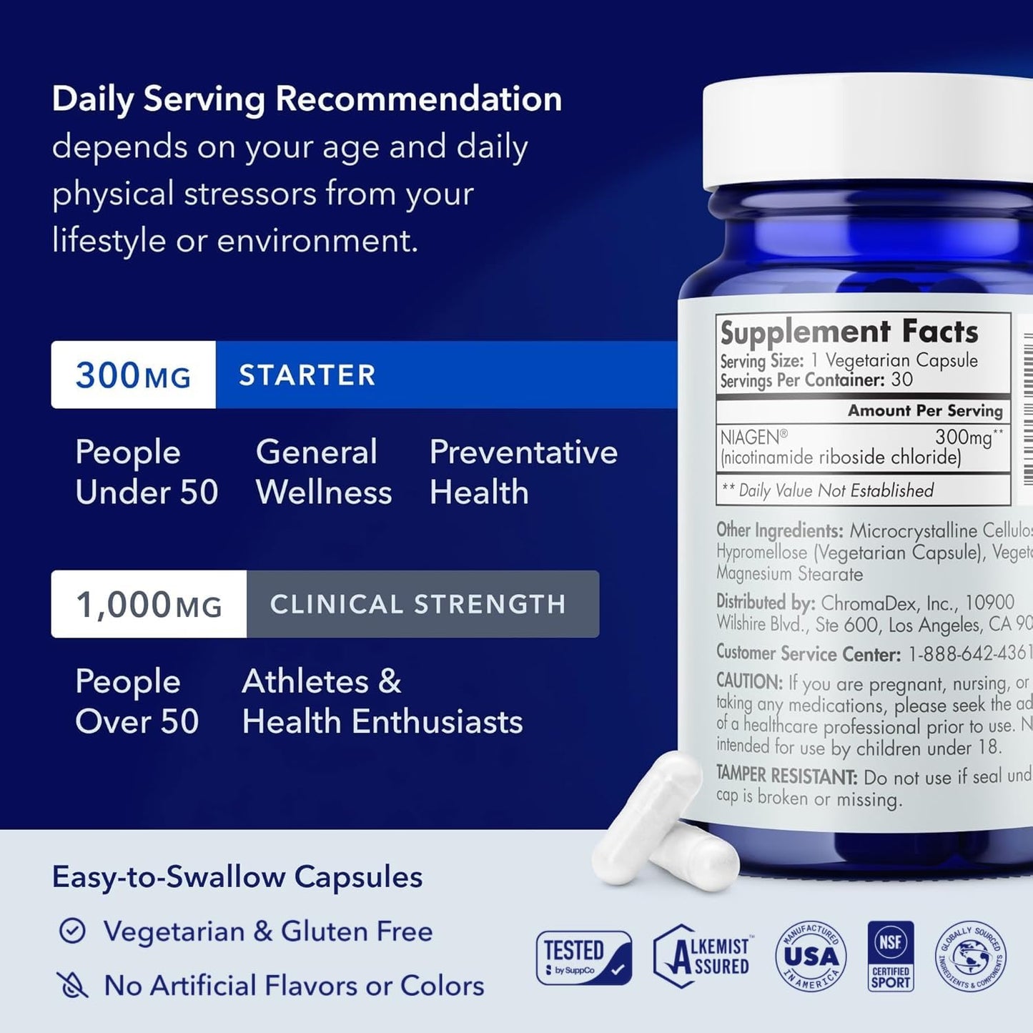 TRU NIAGEN Nicotinamide Riboside (NR) NAD Supplement Capsule 60 Capsules