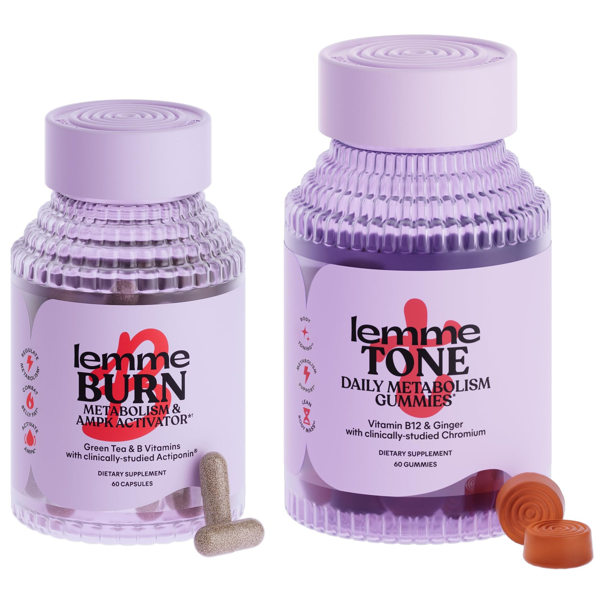 Lemme Daily Sculpt Bundle Burn Capsules & Tone Gummies, 120 Count