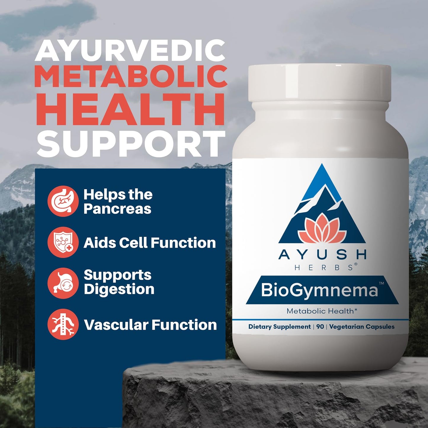 Ayush Herbs BioGymnema, Metabolic Vitamin & Herb Blend Capsule 90 Count