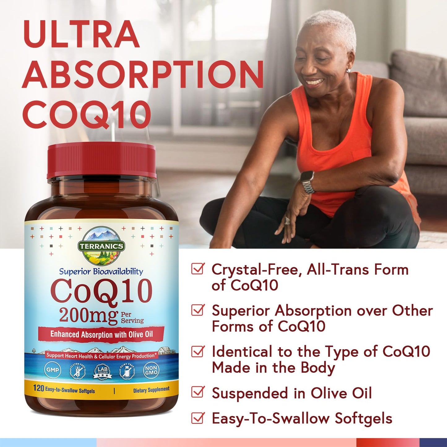 Terranics CoQ10 200mg Softgels 120 Count