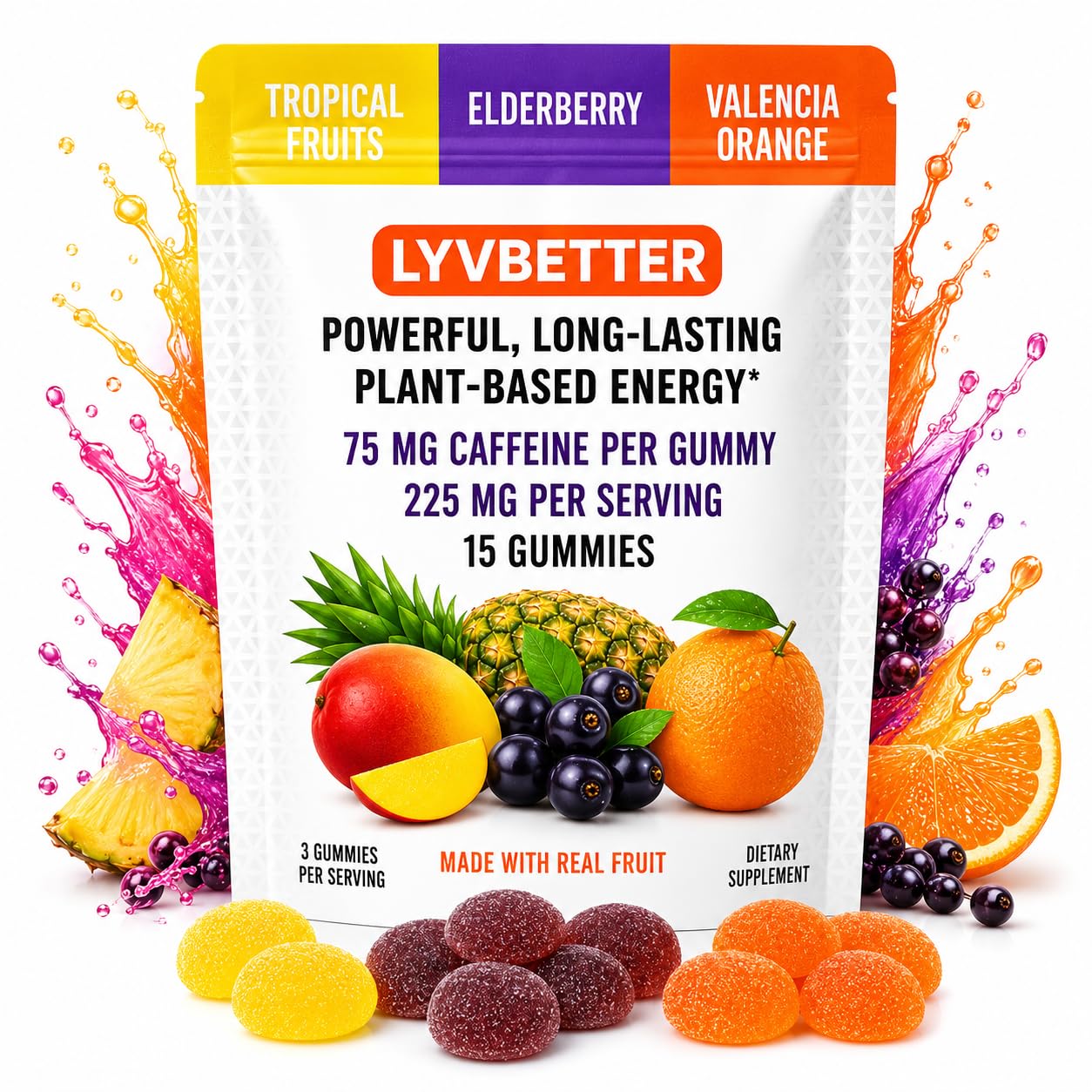 Lyvbetter Energy Gummies, 15 Gummies