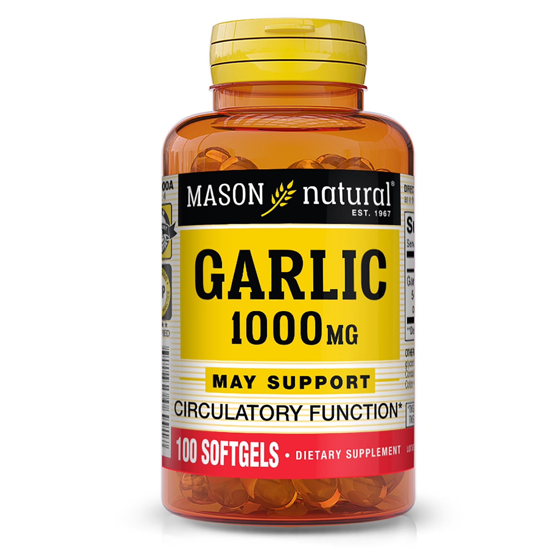 Mason Natural Garlic Oil 1000 mg Softgels, 100 Count