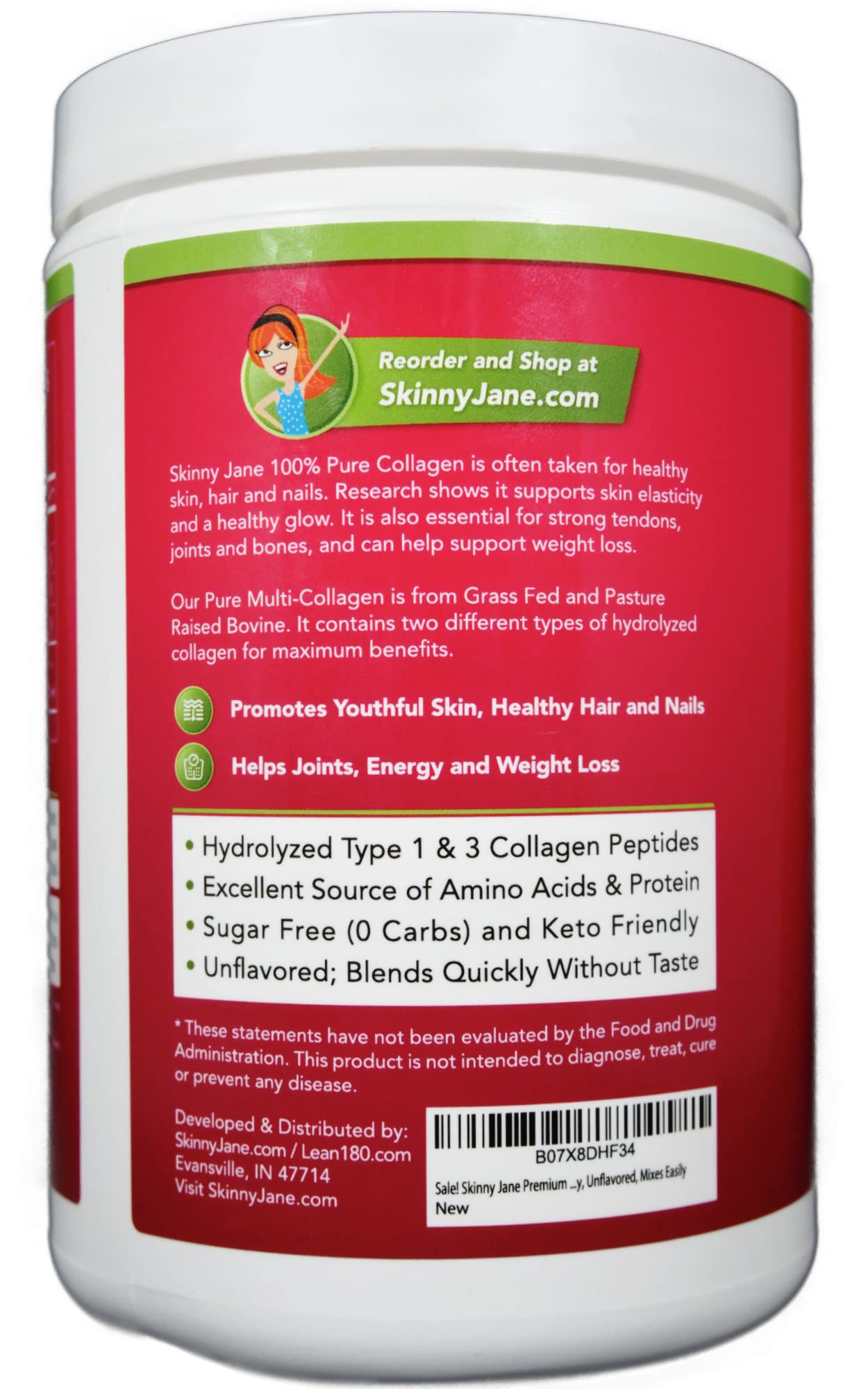 Skinny Jane Collagen Peptides Powder 12.35 Ounce
