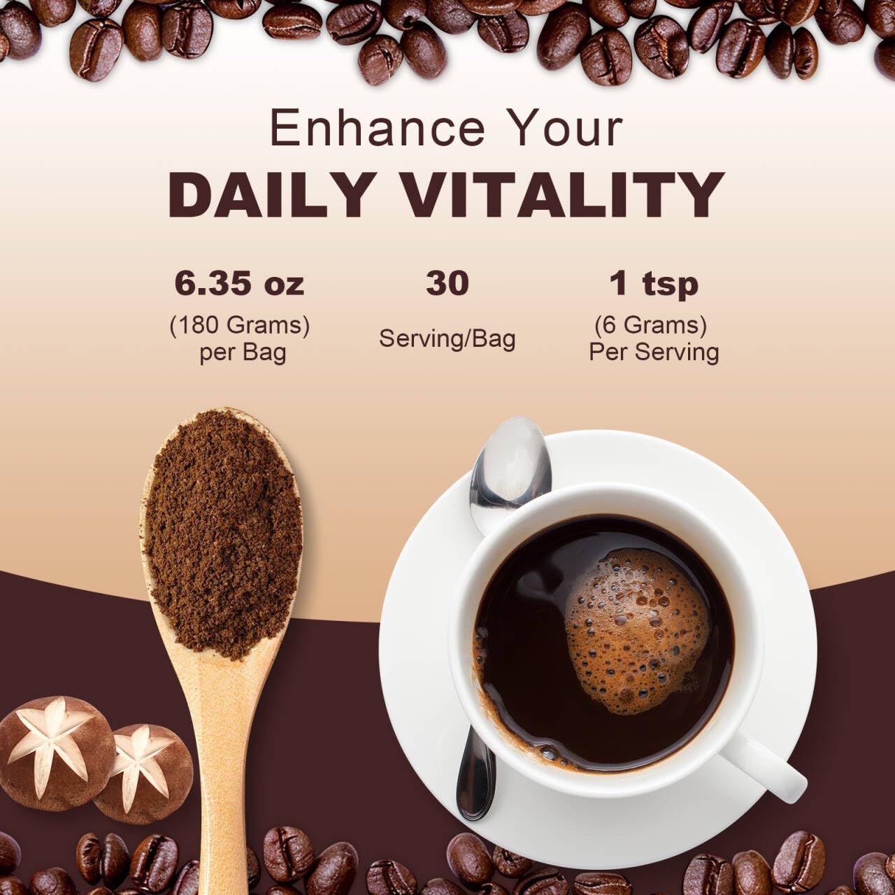 Bcuelov Mushroom Coffee Powder 12.7 oz