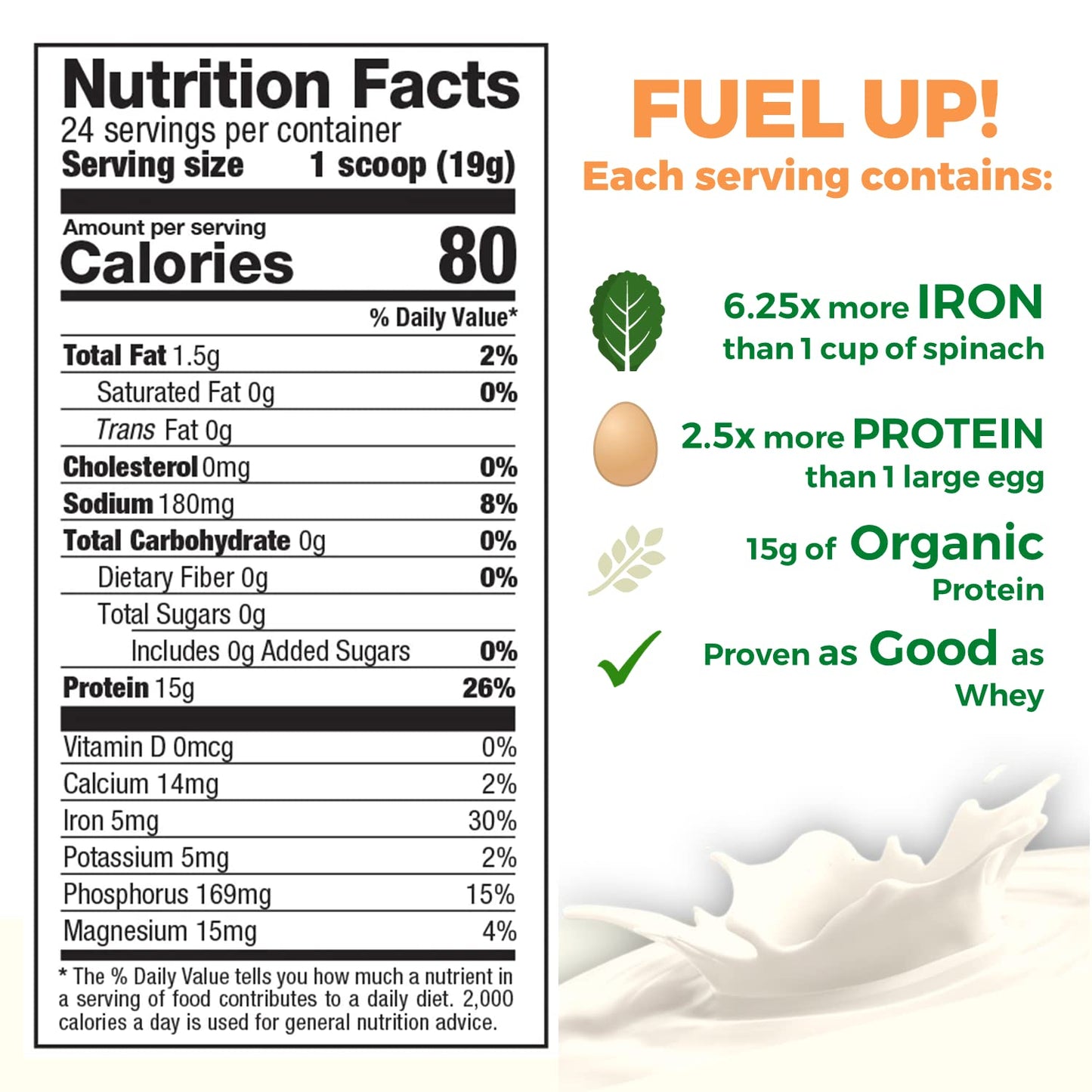 Growing Naturals Raw Pea Protein Powder, 16 Servings