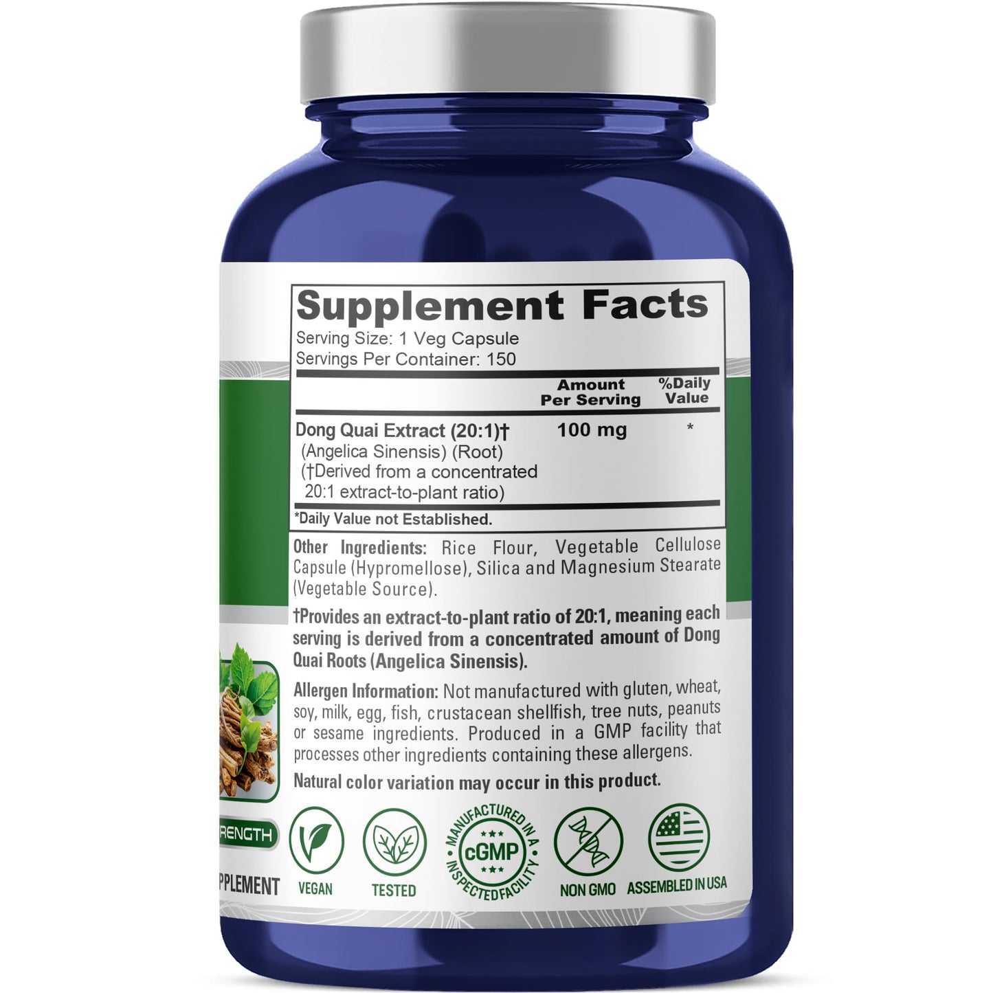 NusaPure Dong Quai 100mg, 150 Capsules