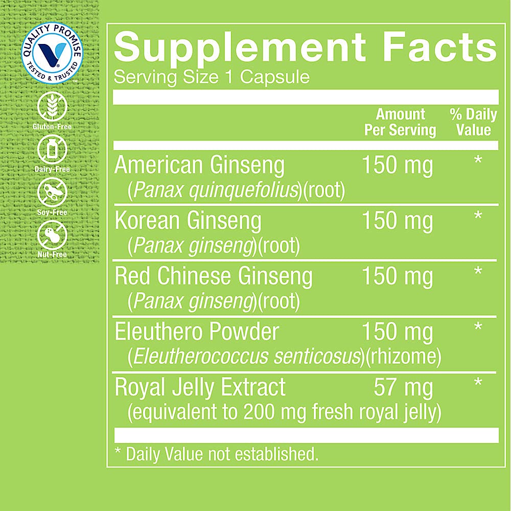 The Vitamin Shoppe Ginseng - Energy Support, Mental Clarity & Adaptogenic Wellness 60 Capsules