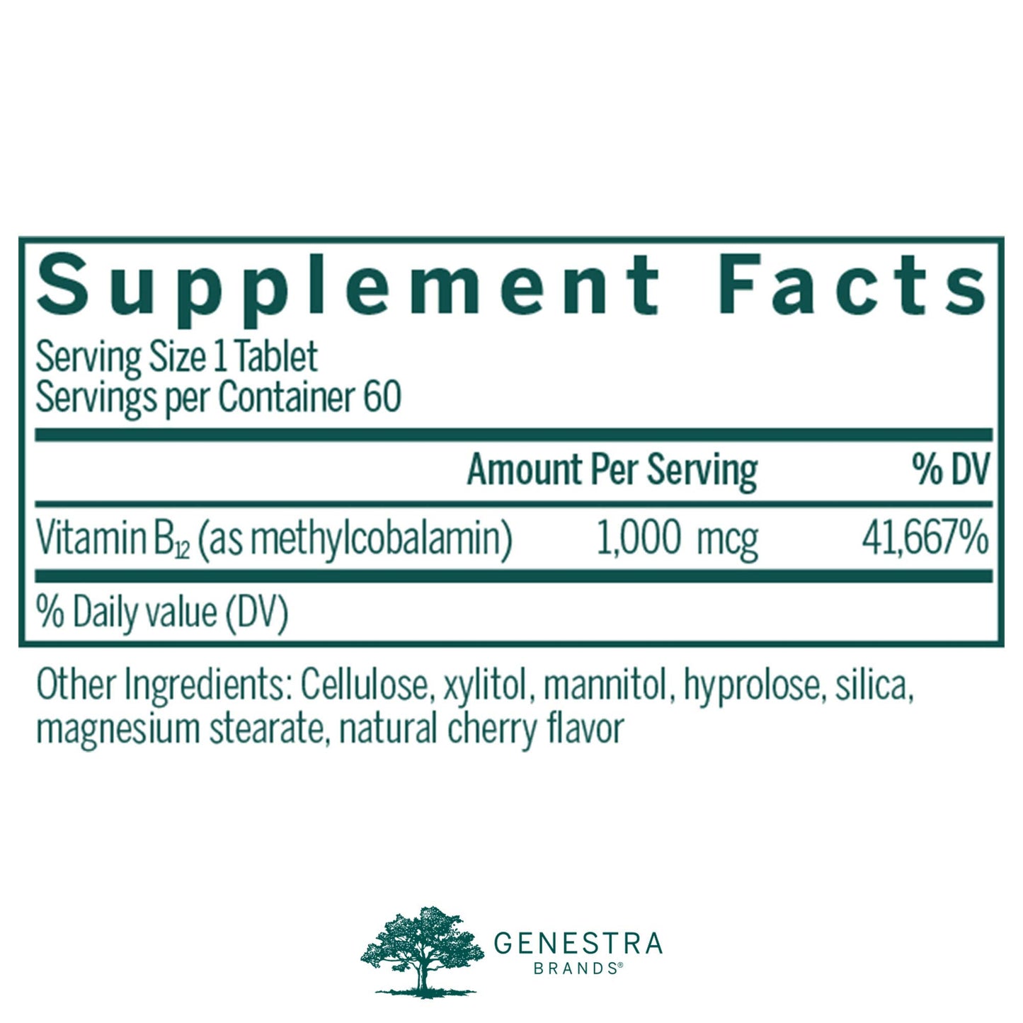 Genestra Brands Active Chewable B12 Tablets, 60 Count