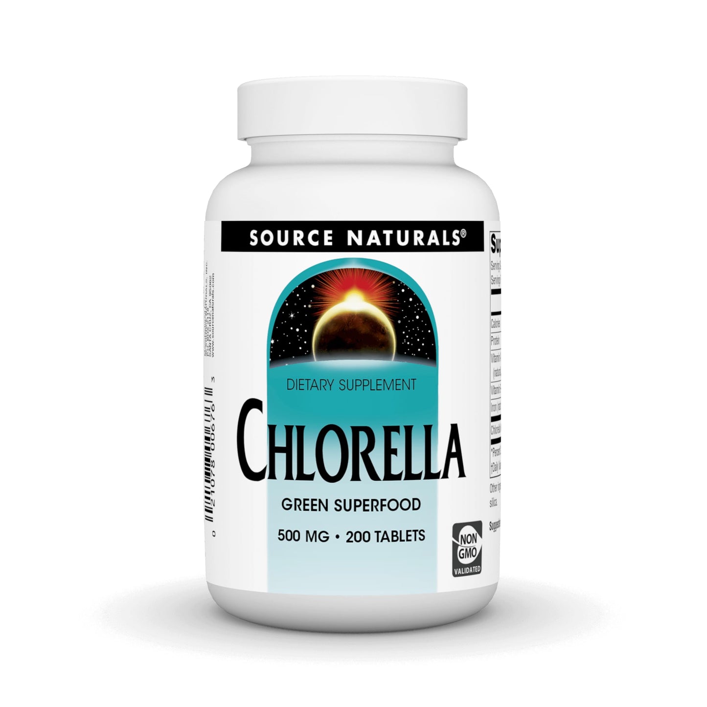 Source Naturals Chlorella 500 mg Green Superfood Plant-Based B12 200 Tablets