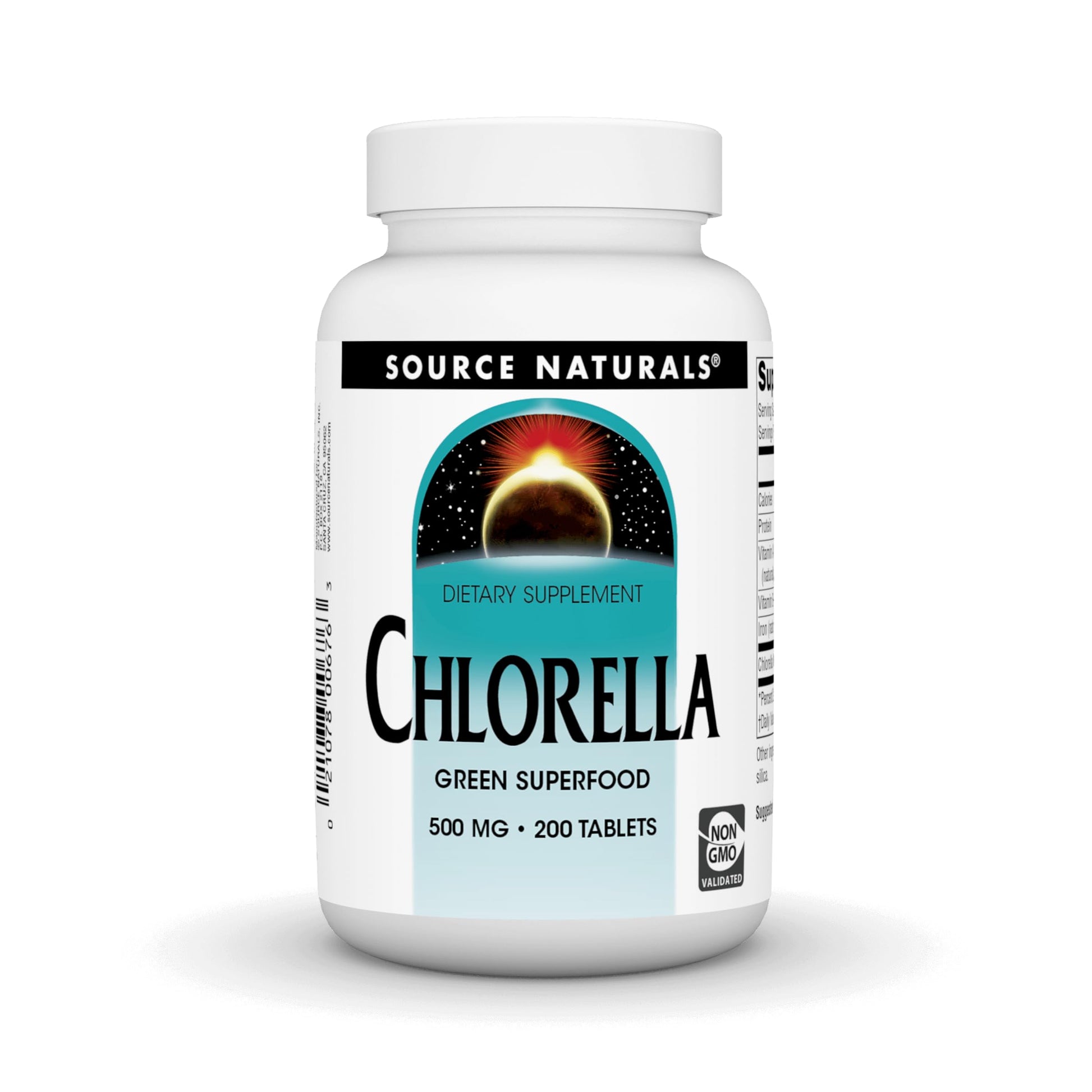 Source Naturals Chlorella 500 mg Green Superfood Plant-Based B12 200 Tablets