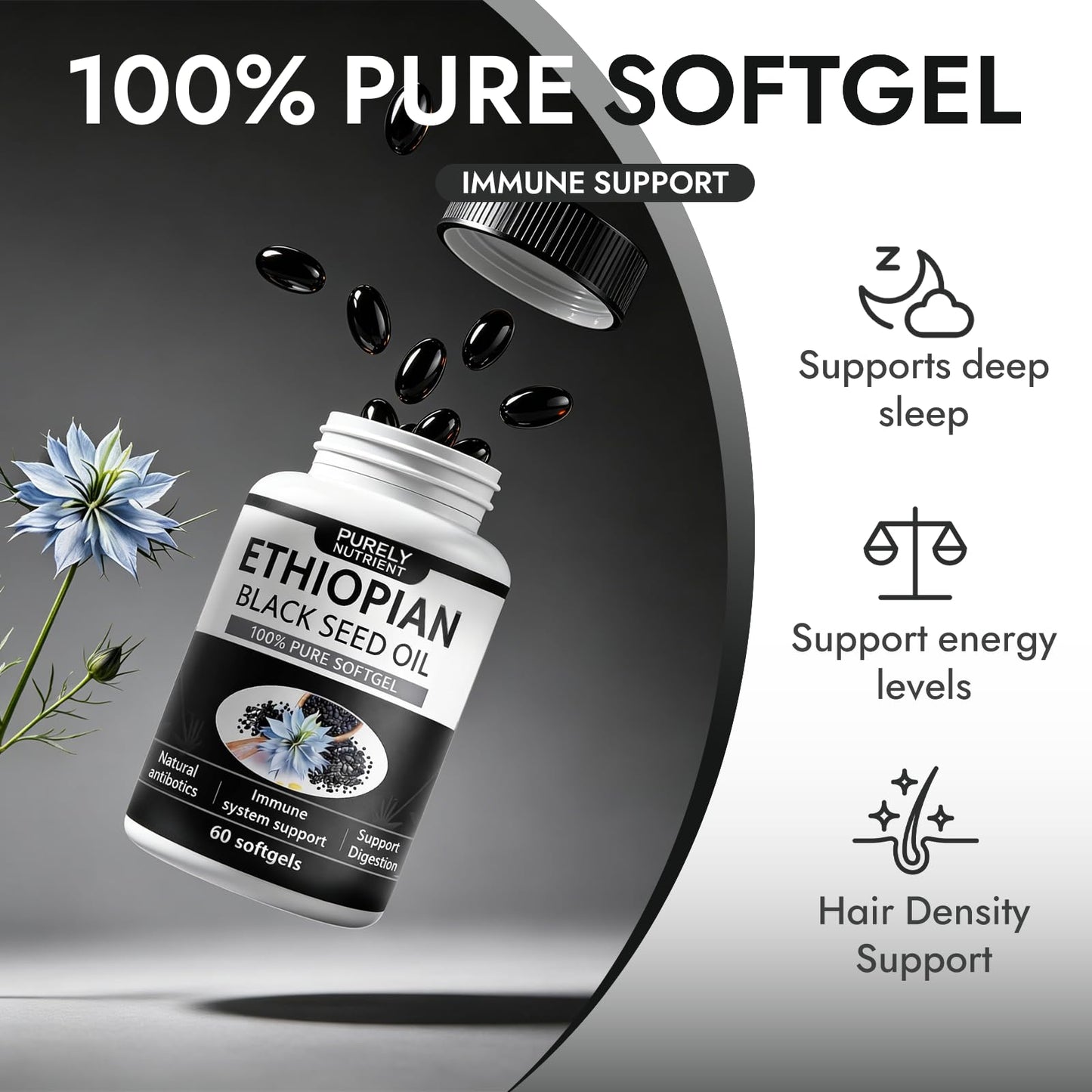 DoggySupps Purely Nutrient Ethiopian Black Seed Oil Capsule, 60 Count