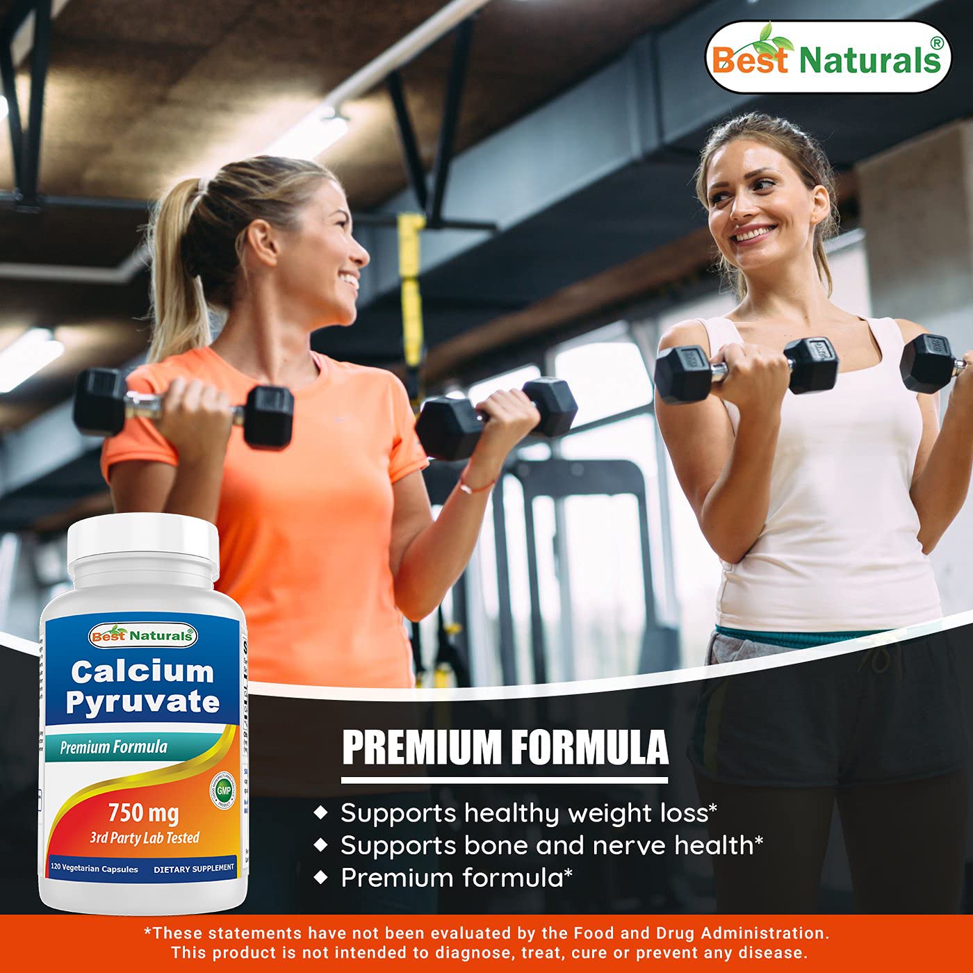 Best Naturals Calcium Pyruvate 750 mg Capsules 240 Count