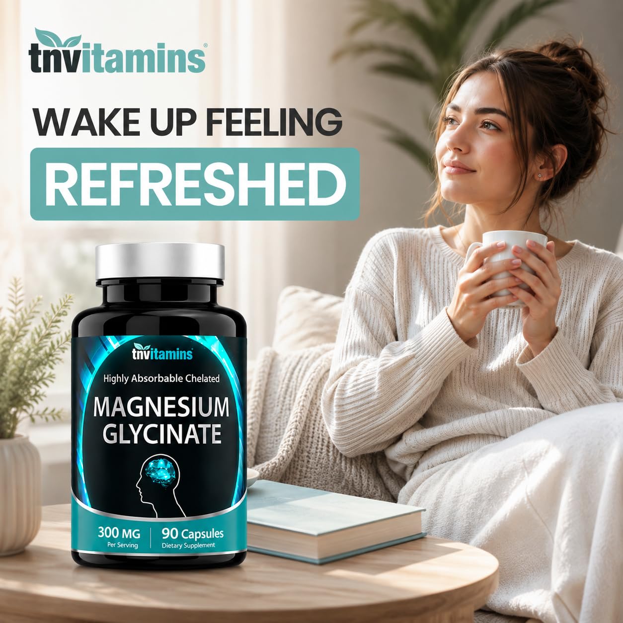 tnvitamins Magnesium Glycinate 300mg, 90 Capsules