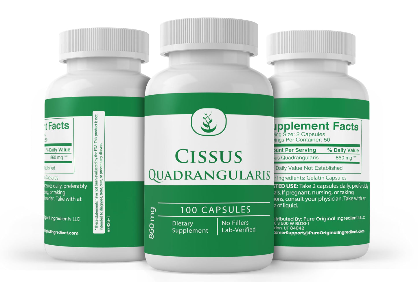 PURE ORIGINAL INGREDIENTS Cissus Quadrangularis Capsules 100