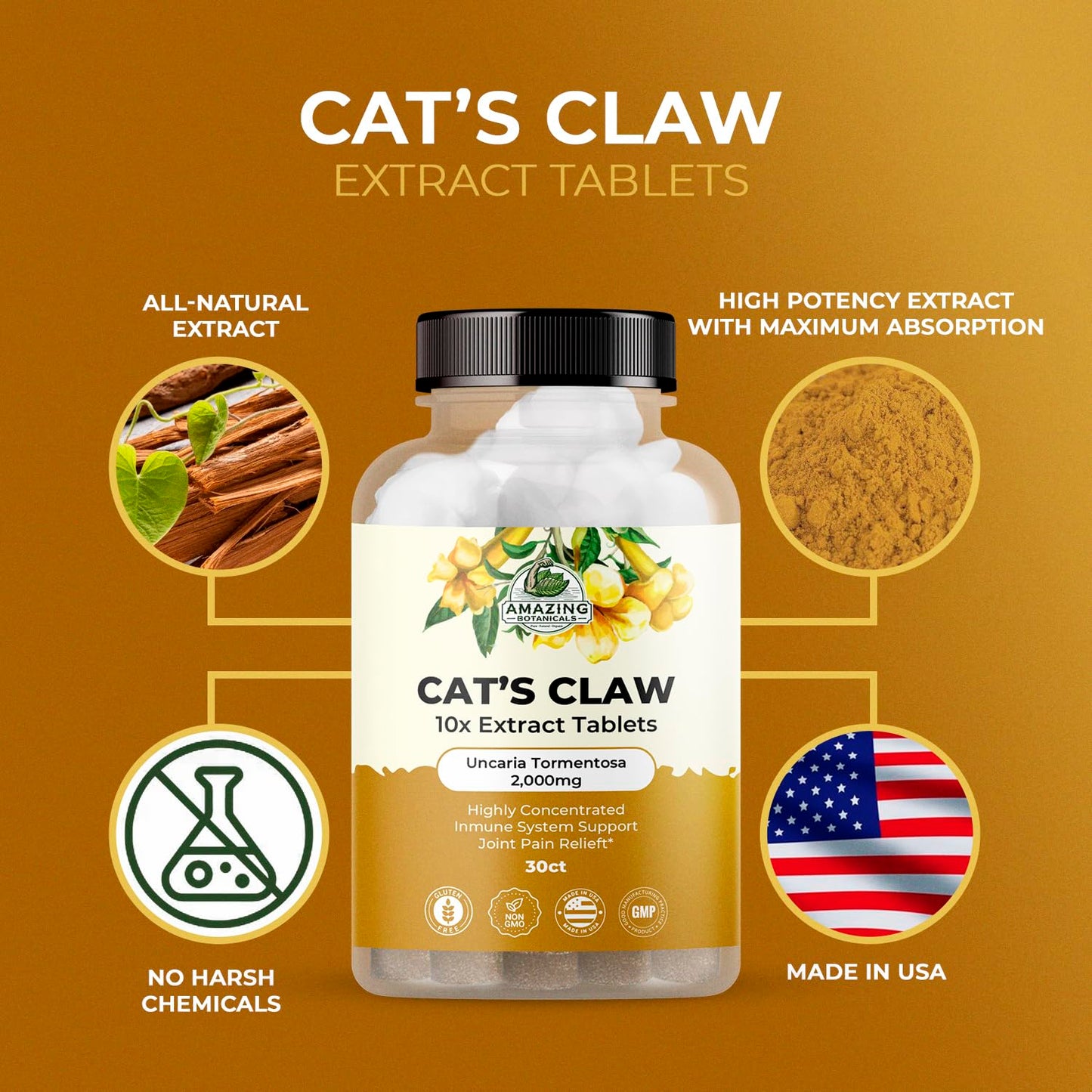 Amazing Botanicals Cat's Claw, 30 Tablets