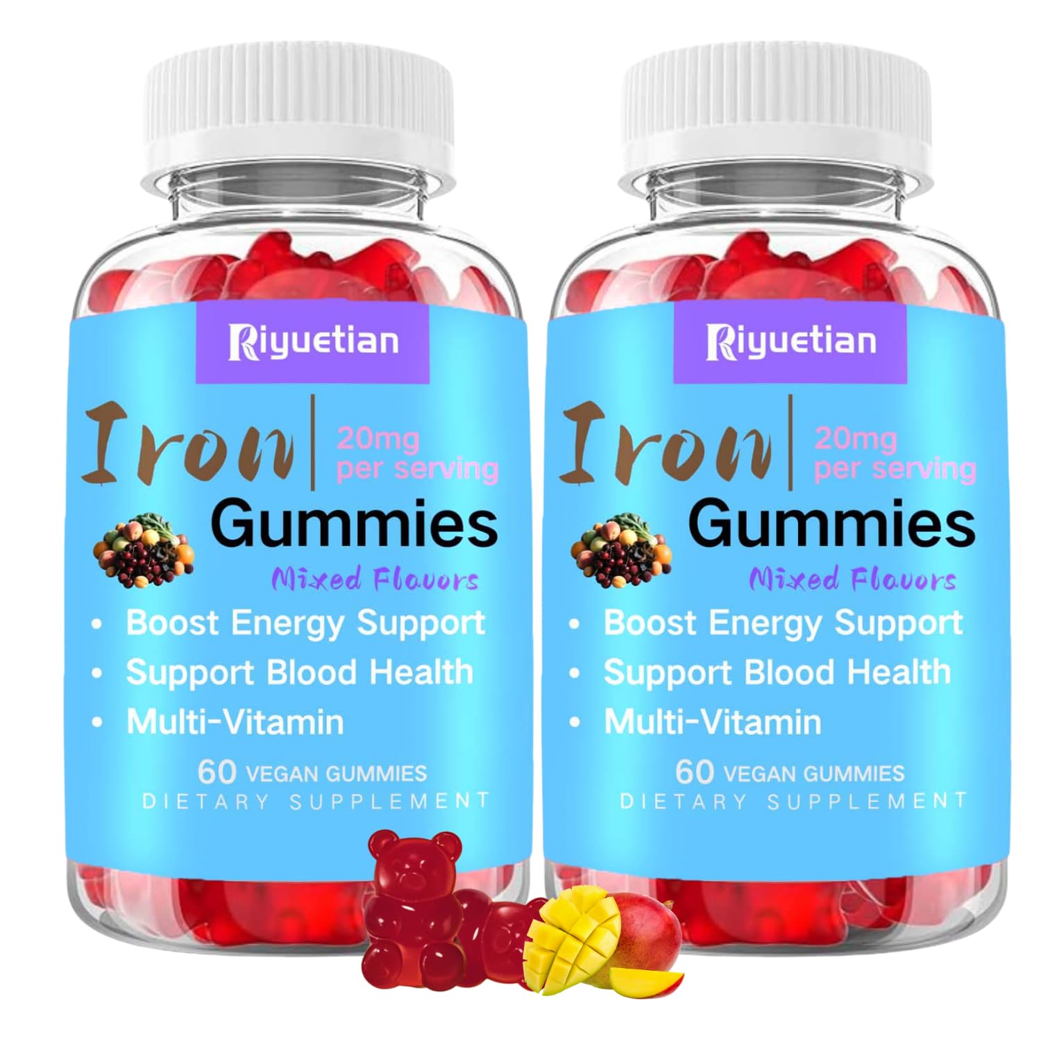 Riyuetian Multivitamin Iron Gummies, 120 Count