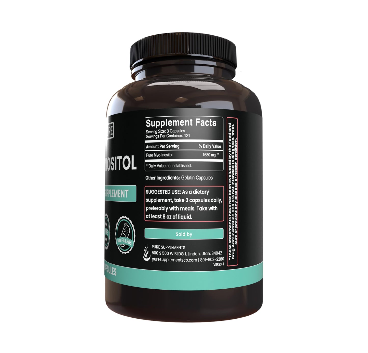 Pure Original Ingredients Myo-Inositol Capsule 365 Count