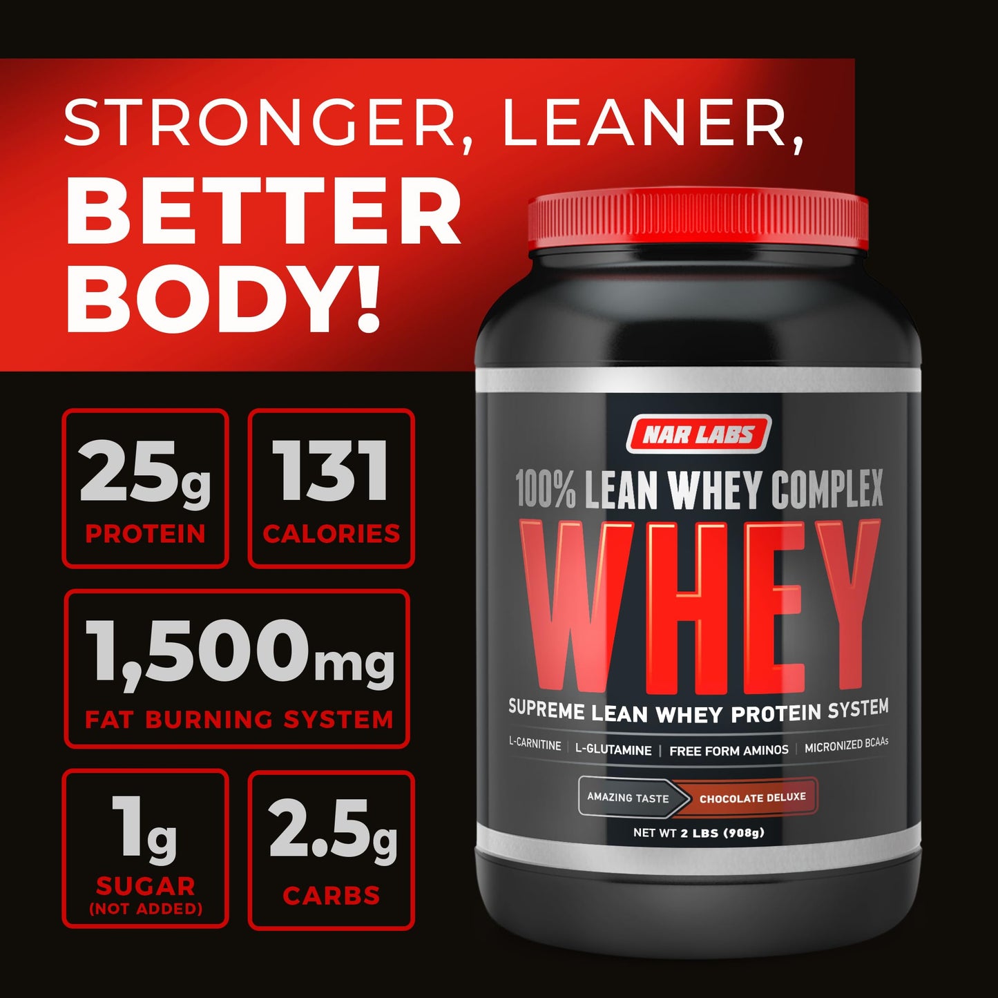 NAR LABS 100% Lean Whey Complex Powder, 32 Servings