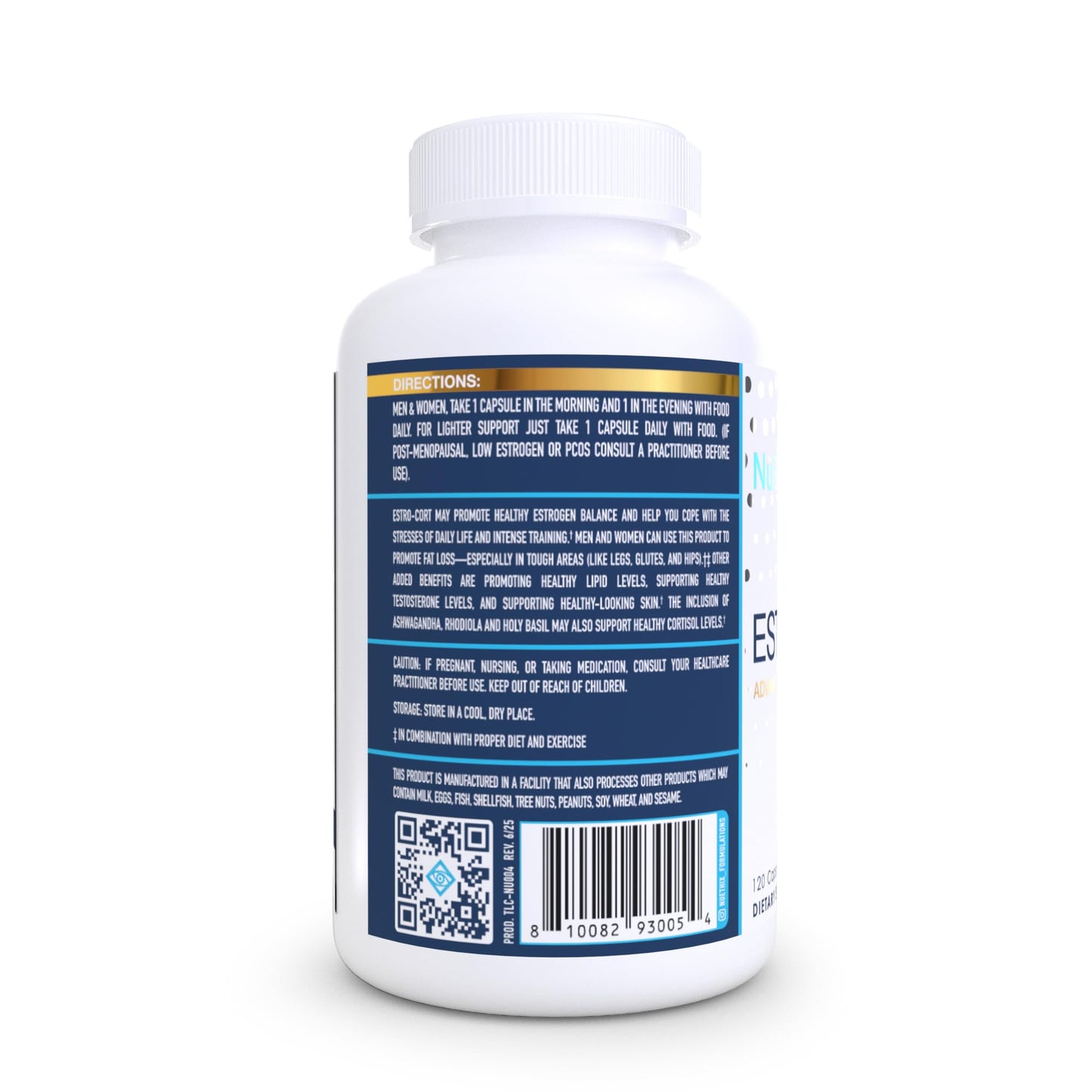 NuEthix Formulations Estro-Cort Anti-Estrogen Nutritional Support Dietary Supplement, 120 Capsules
