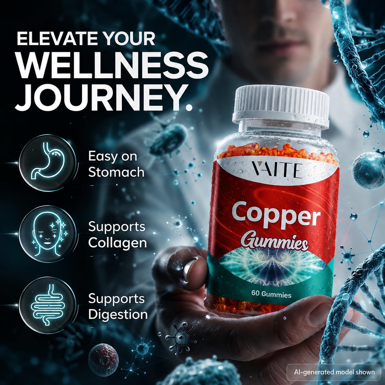 VAITE Copper Supplement Gummies 60 Count