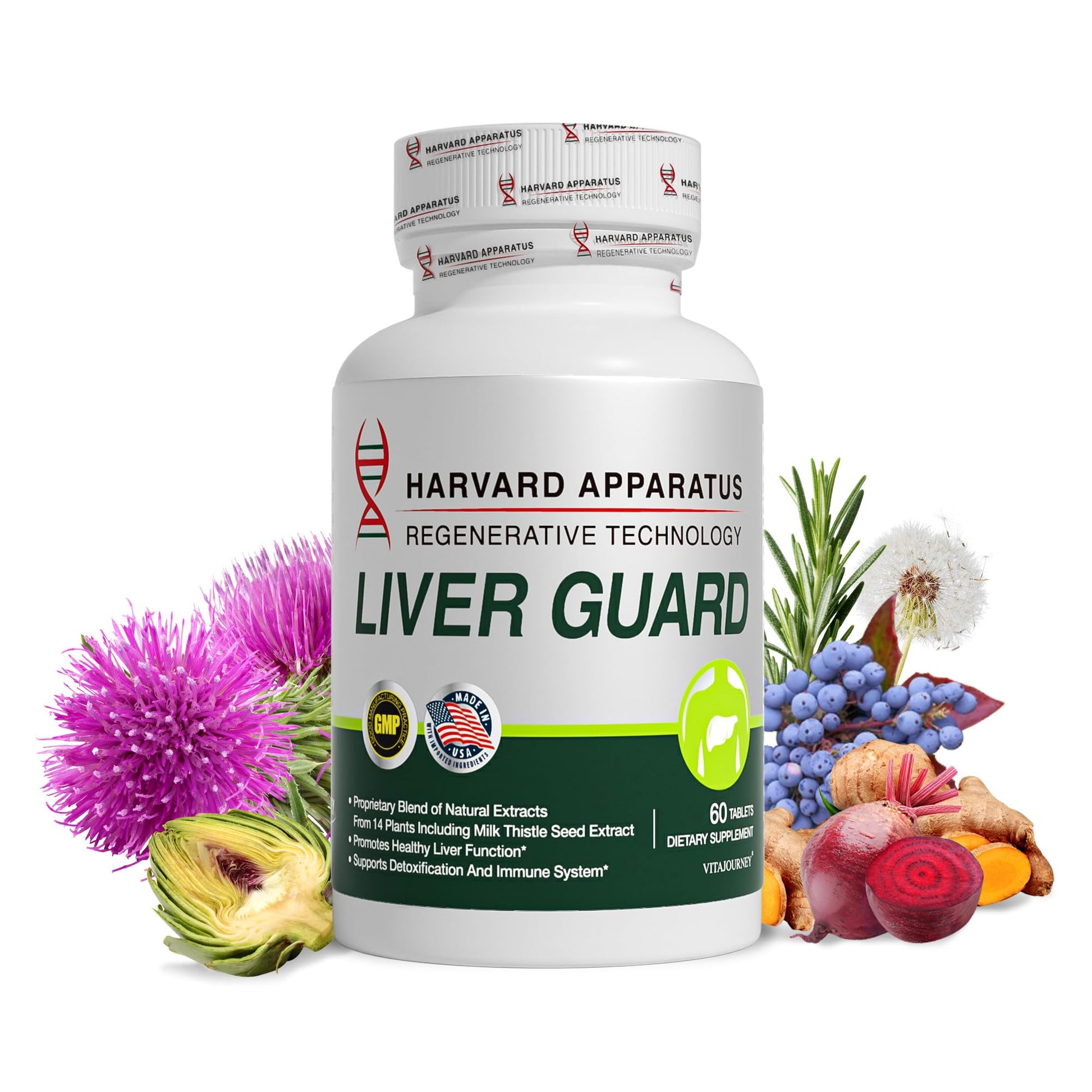 NHDH Milk Thistle Liver Support Supplement, 14-in-1 Herbal Formula, 60 Tablets