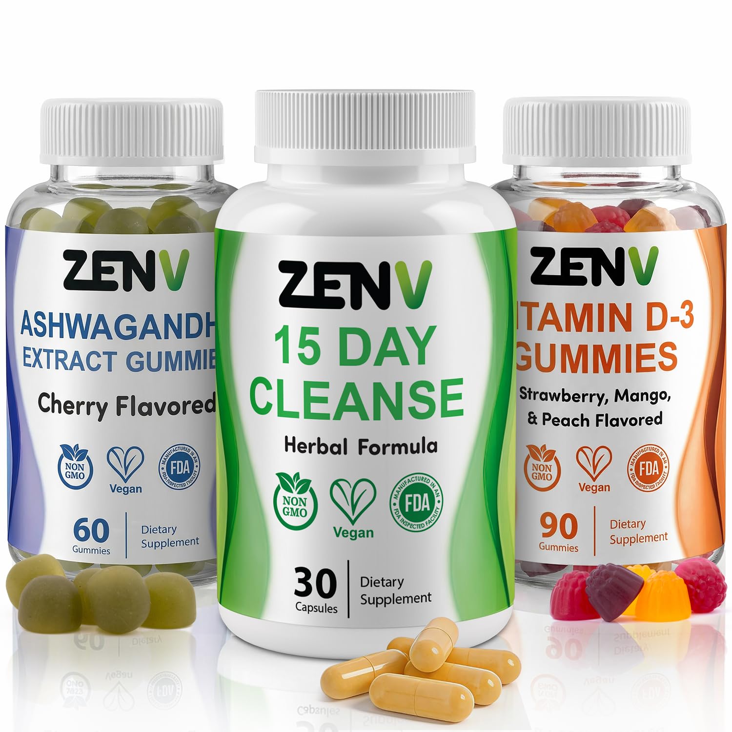 ZENV 3-in-1 Daily Wellness Routine Bundle Gummies 90 Count