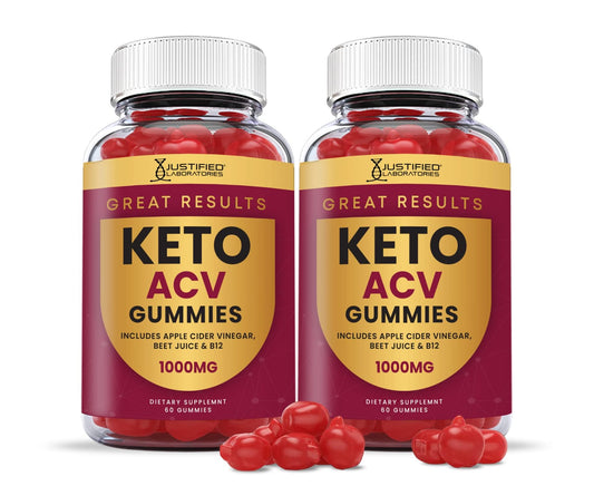 Justified Laboratories Great Results Keto ACV Gummies 1000mg with Pomegranate Juice Beet Root B12, 120 Gummies