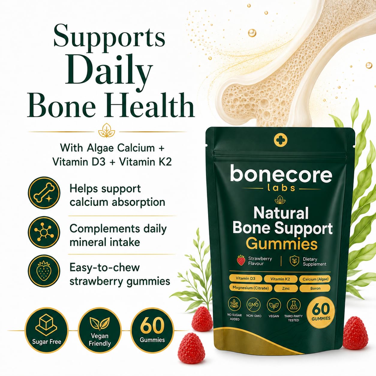 ZHPRXE Bonecore Labs Natural Bone Support Gummies 60 Gummies