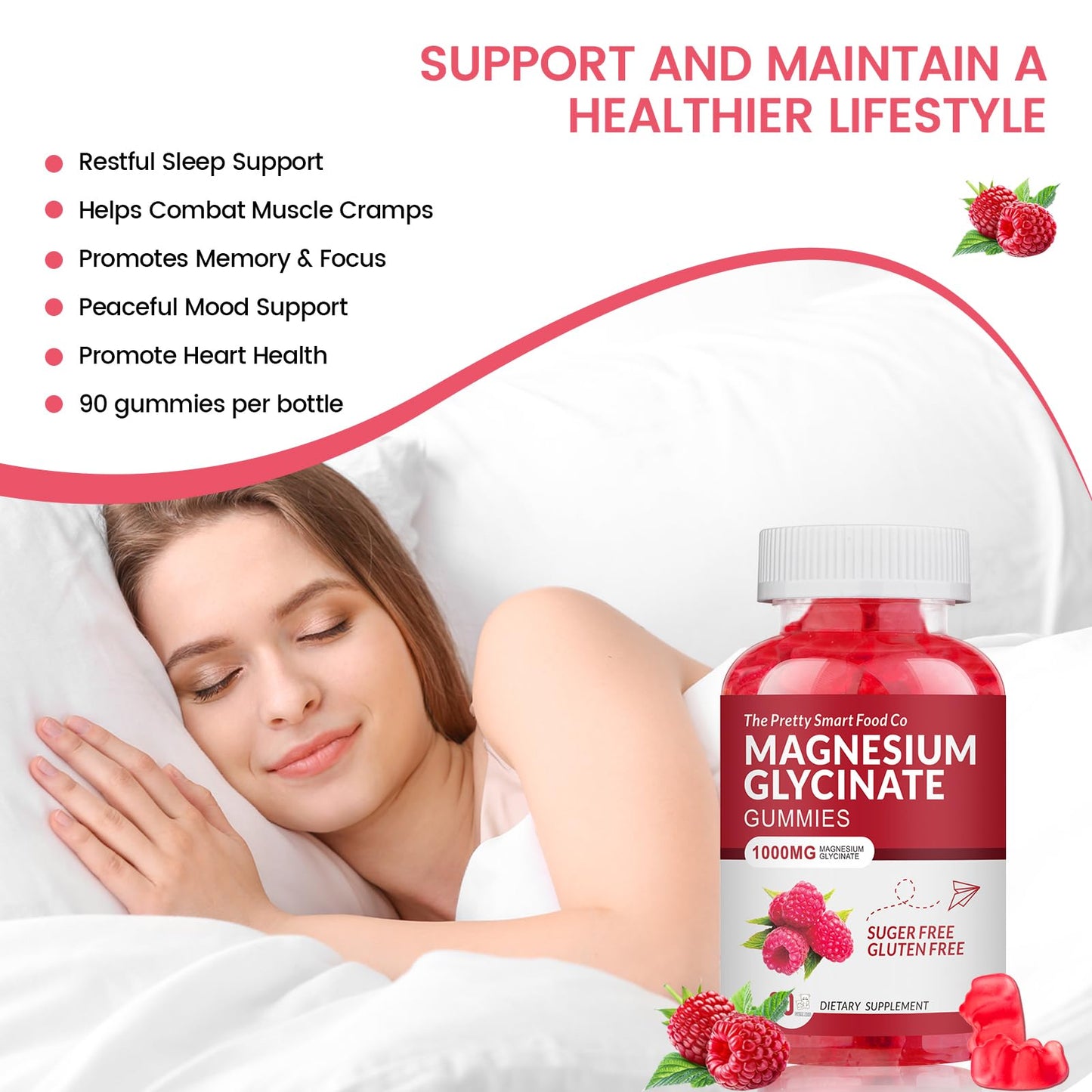 The Pretty Smart Food Co Magnesium Glycinate Gummy 90 Count