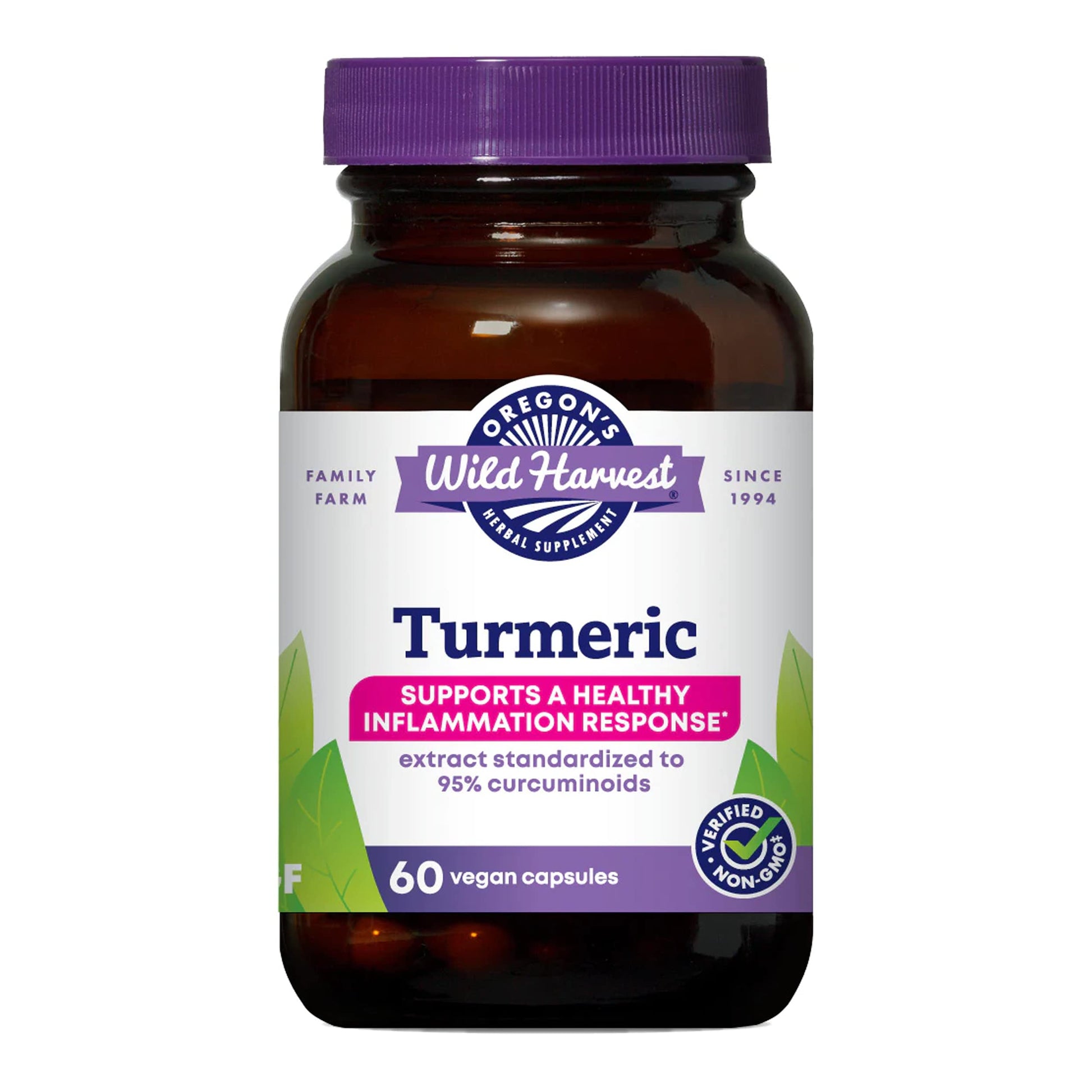 Oregon's Wild Harvest Turmeric Curcumin Supplement Vegan Capsules with BioPerine 1350 MGS, 60 Count