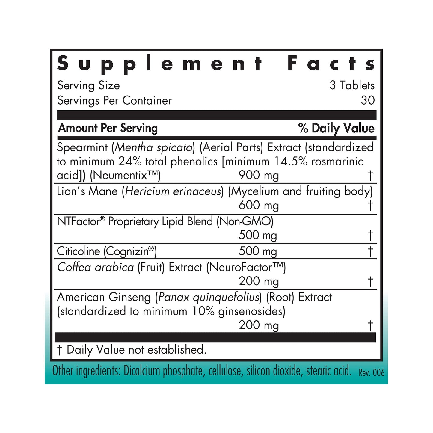 Allergy Research Group Cognibrain Supplement Tablet 90 Count