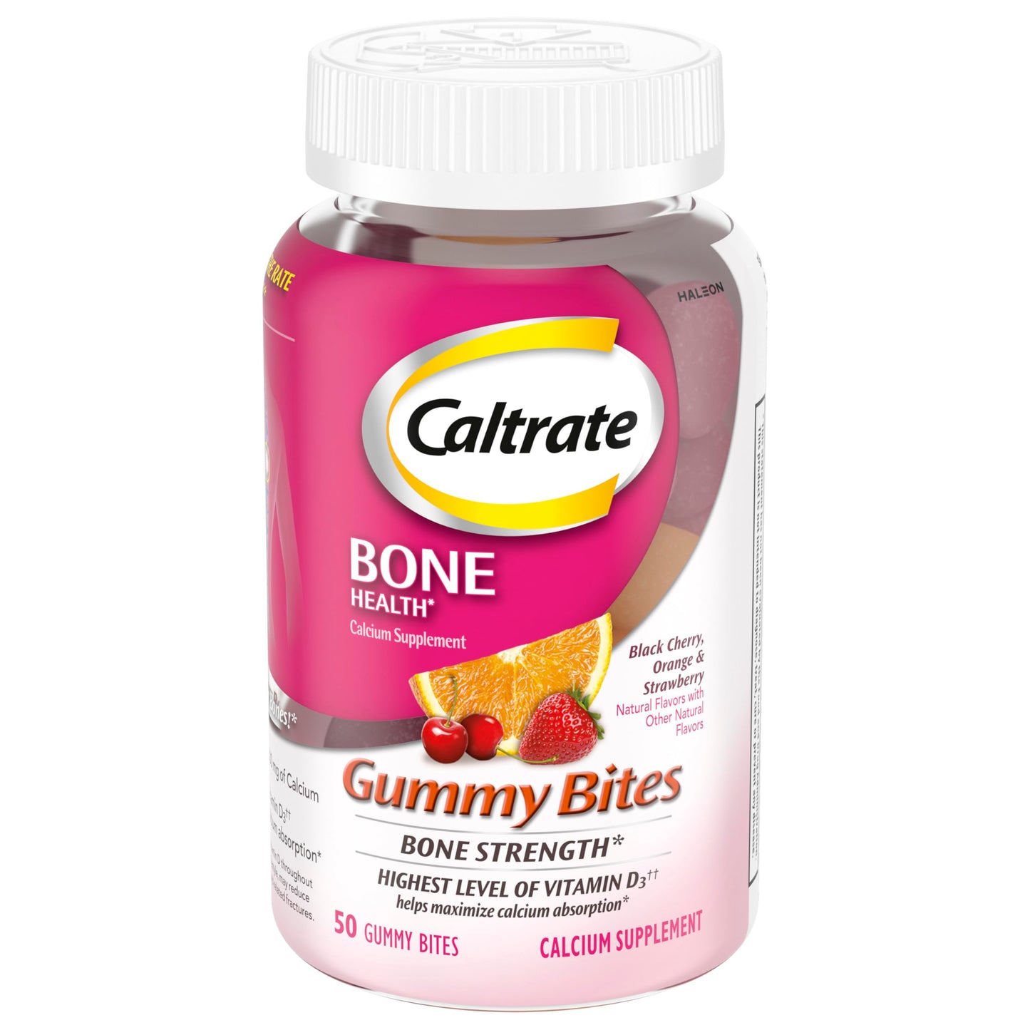 Caltrate Gummy Bites 500 mg Calcium and Vitamin D Supplement, Gummy, 50 Count