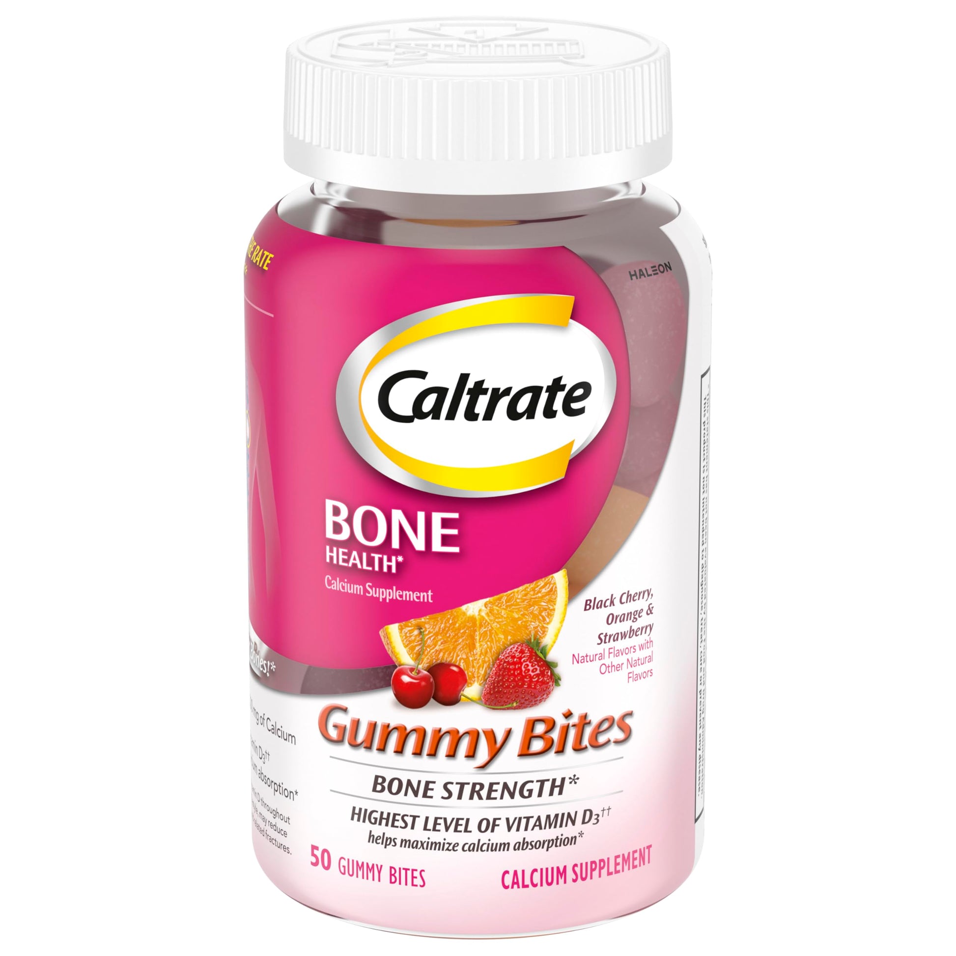 Caltrate Gummy Bites 500 mg Calcium and Vitamin D Supplement, Gummy, 50 Count