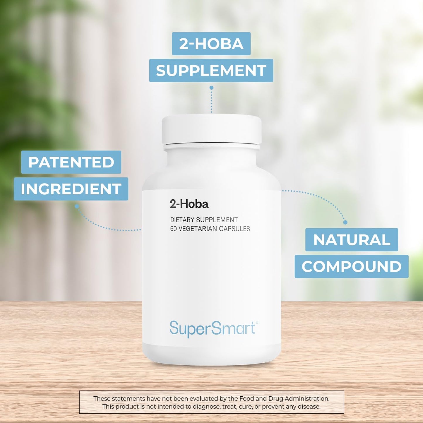 Supersmart 2-HOBA Supplement 100mg per Day (Hobamine) - 2-Hydroxybenzylamine, Non-GMO & Gluten Free, 60 Vegetarian Capsules