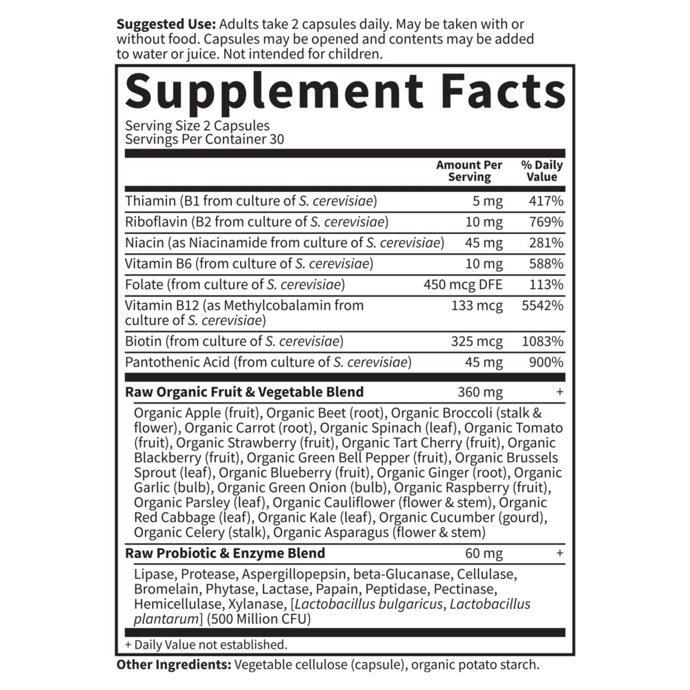 Garden of Life Vitamin B Complex Capsules, 60 Count