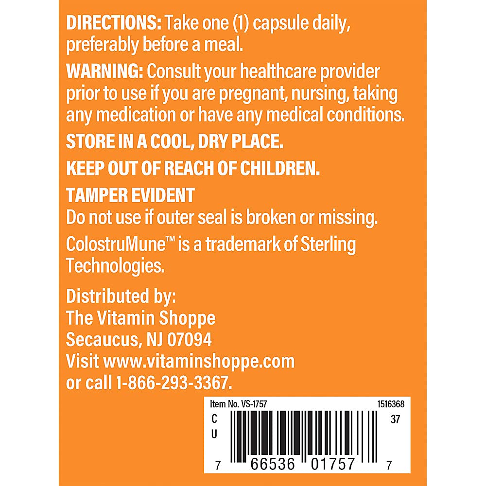 The Vitamin Shoppe Colostrum 40% IGG - Supports Immune Health, Hormone & Antibiotic Free, Once Daily, 240 Capsules
