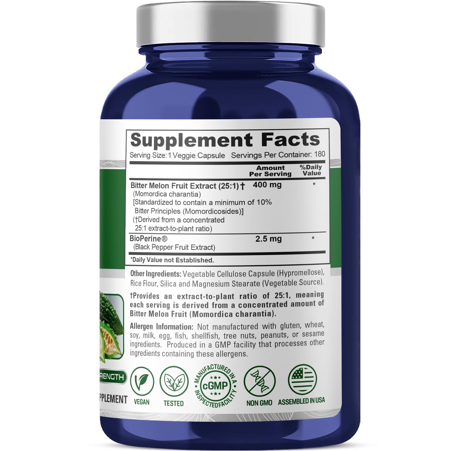 NusaPure Bitter Melon Capsule, 180 Count