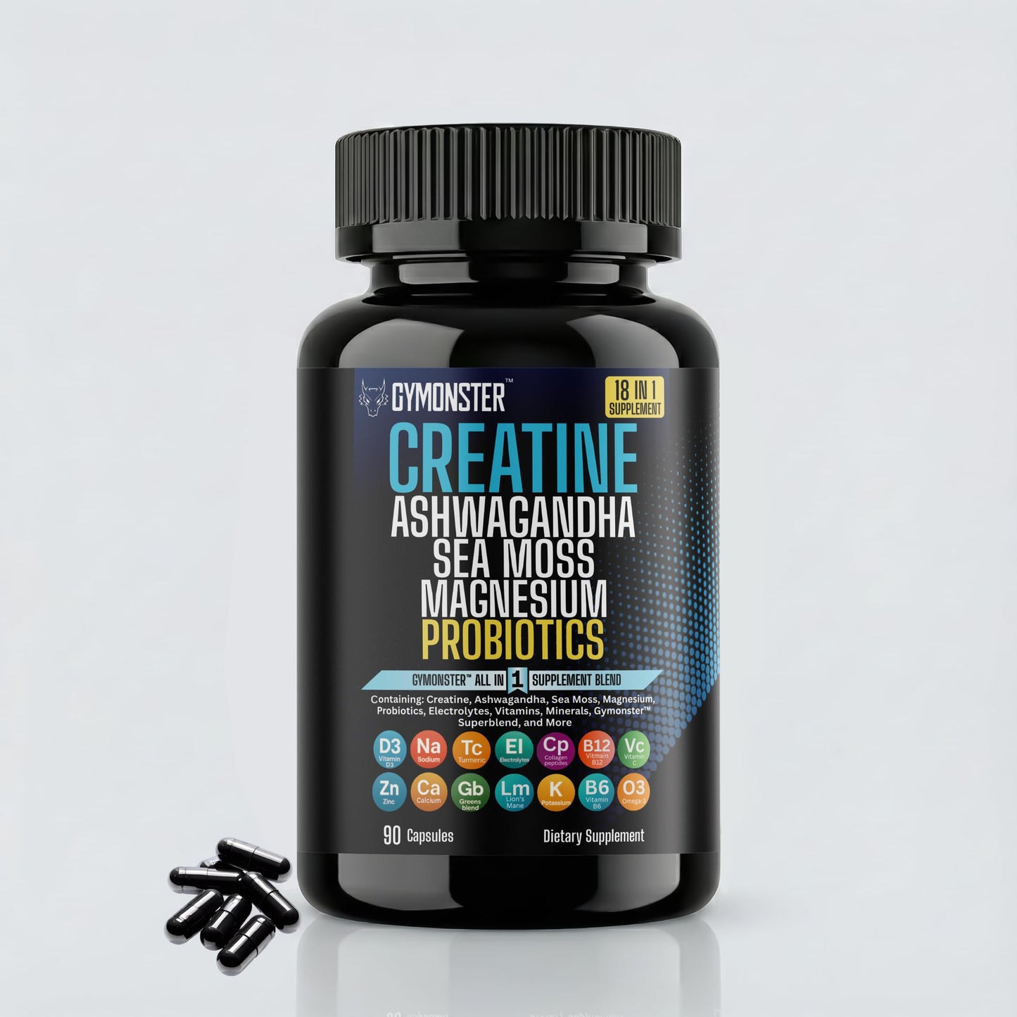 Gymonster Creatine All in One Supplement Capsules, 90 Count
