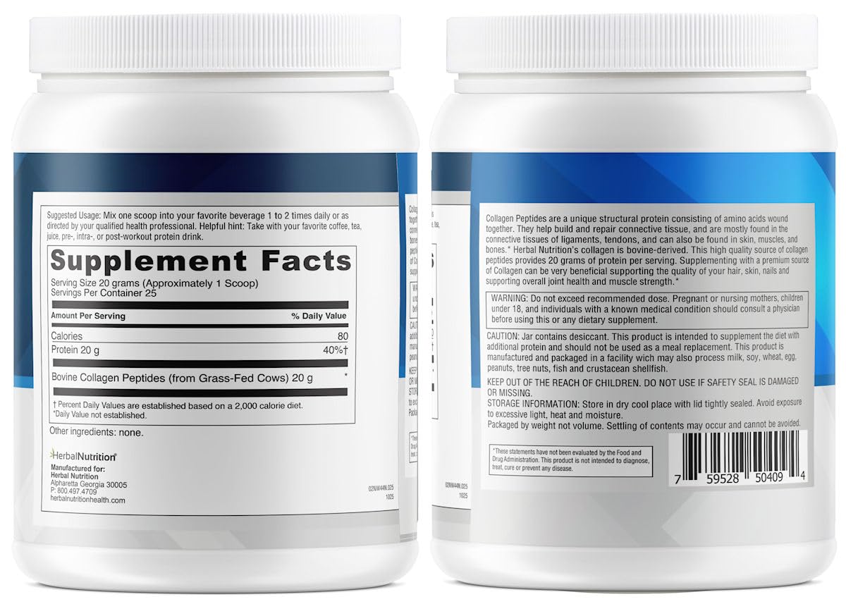 Herbal Nutrition Ultra Pure Collagen Peptides Powder, 15.52 oz