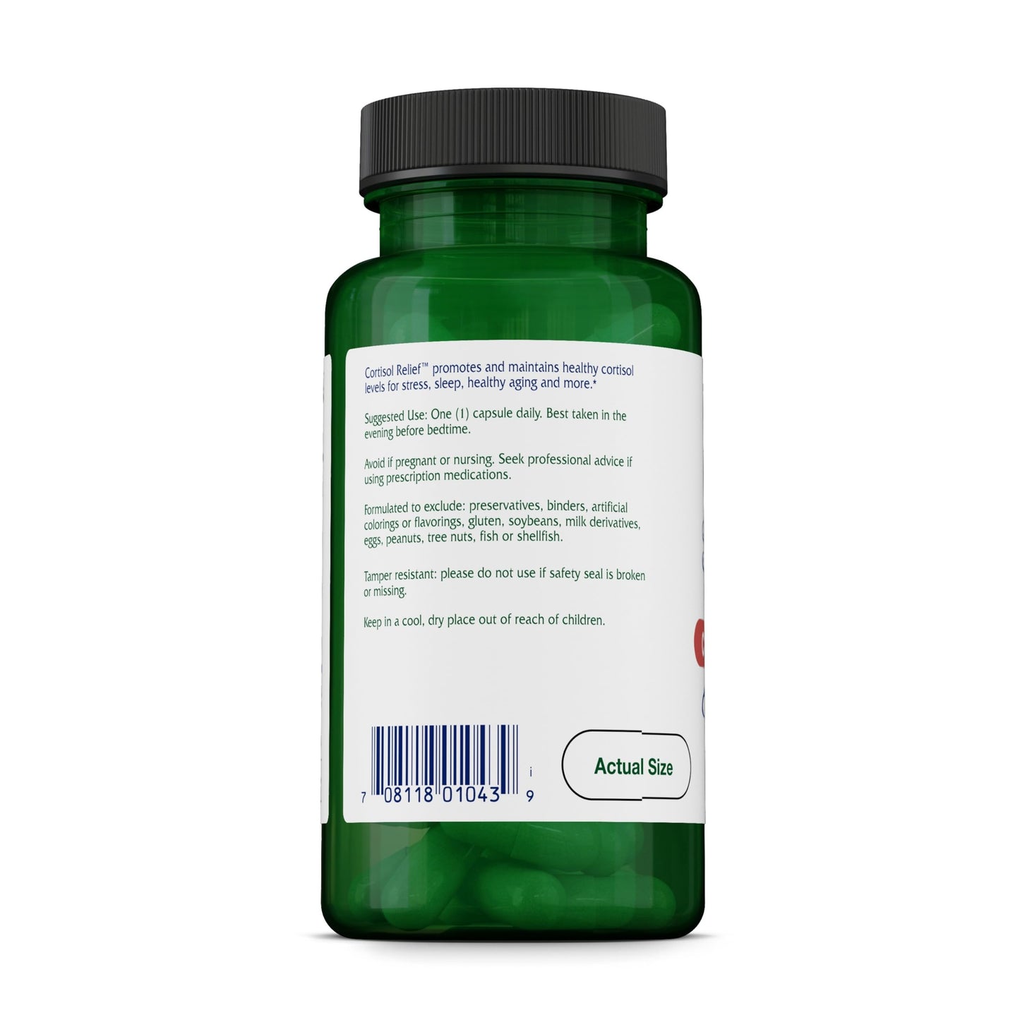 Vitanica Cortisol Relief, Dr. Formulated Sleep, Stress, Cortisol Manager Supplement, Vegan, 60 Capsules