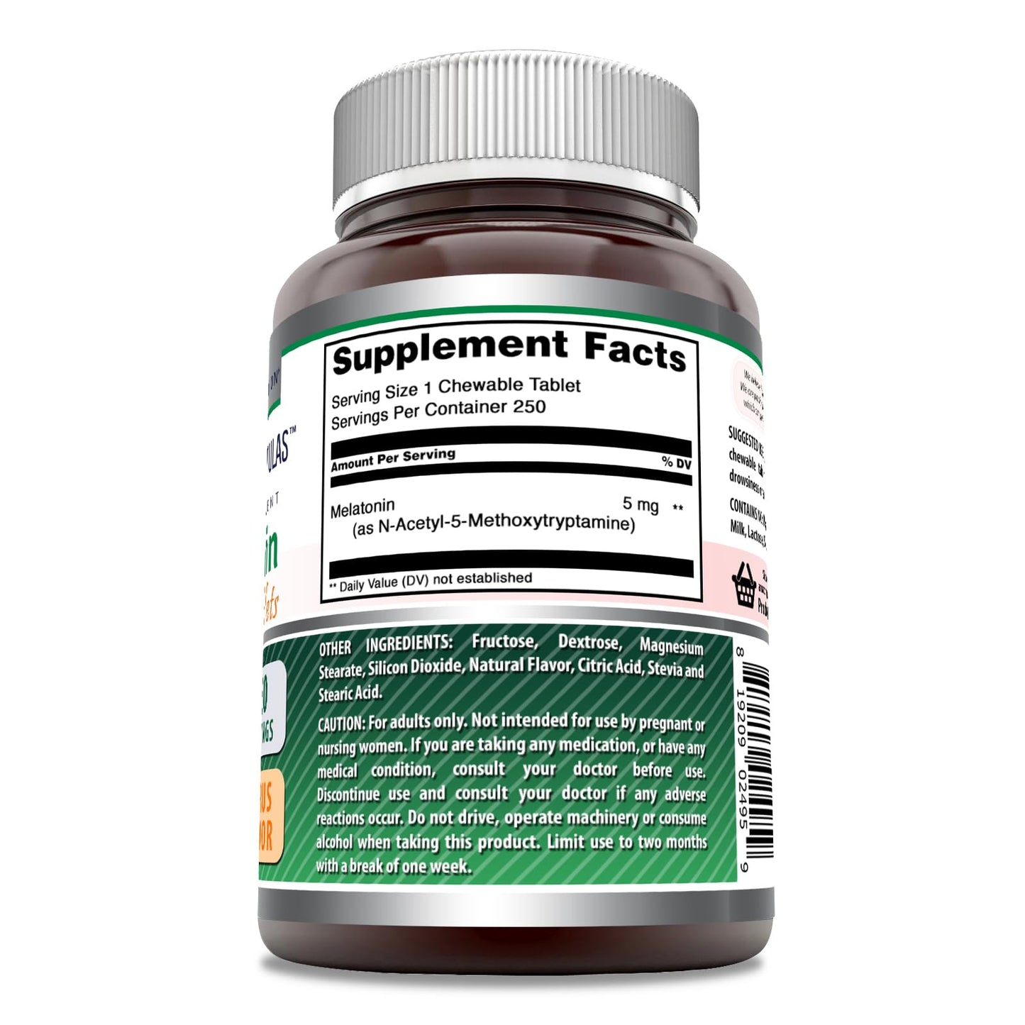 Amazing Nutrition Melatonin Chewable Supplement 5 mg Per Serving, 1 Count