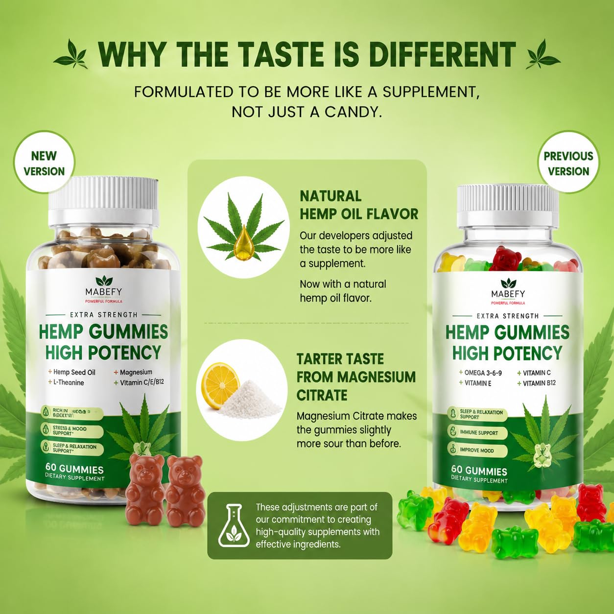 MABEFY Hemp Gummies for Sleep & Stress, Pineapple Flavor - 120 Gummies