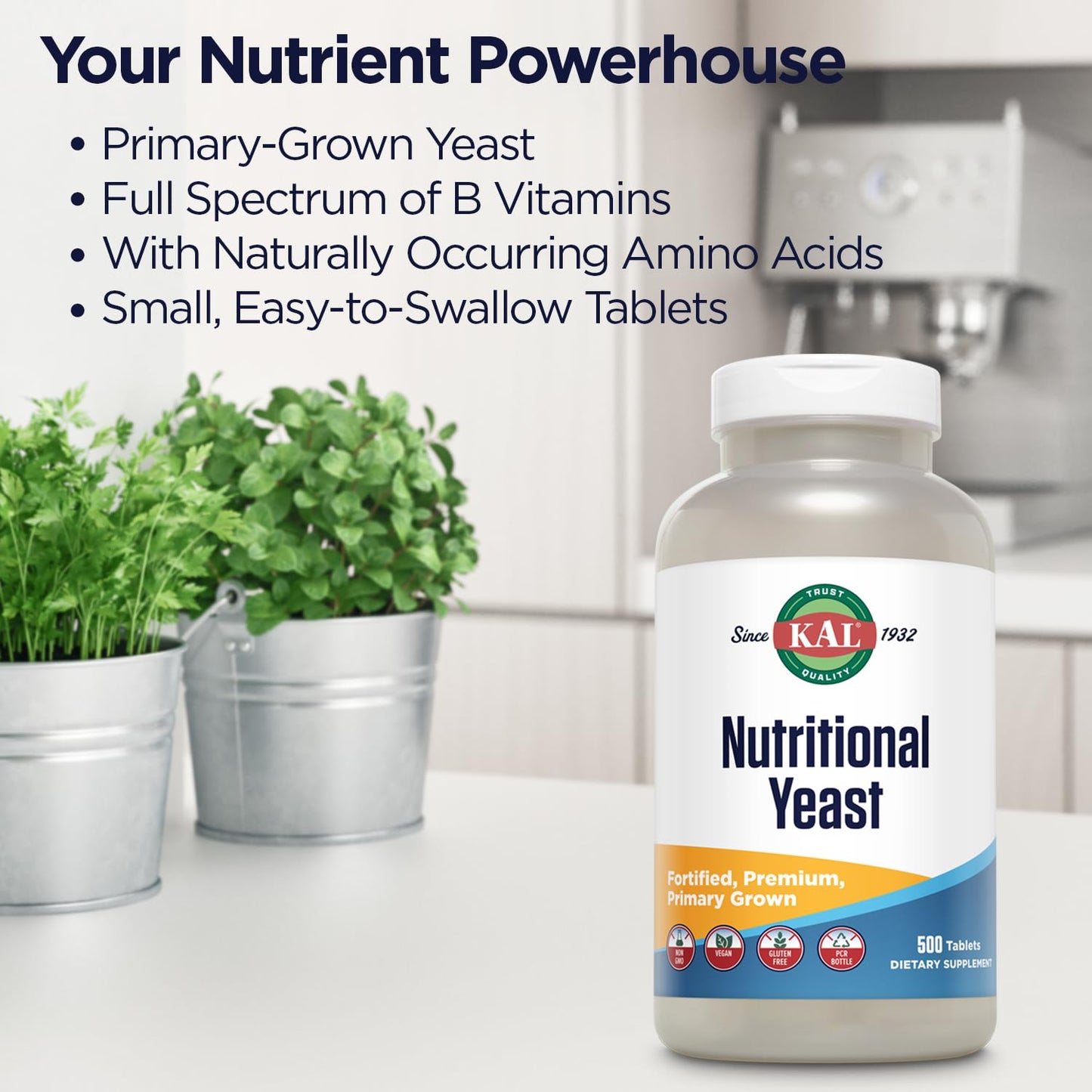 KAL Nutritional Yeast Supplement, 500 Tablets
