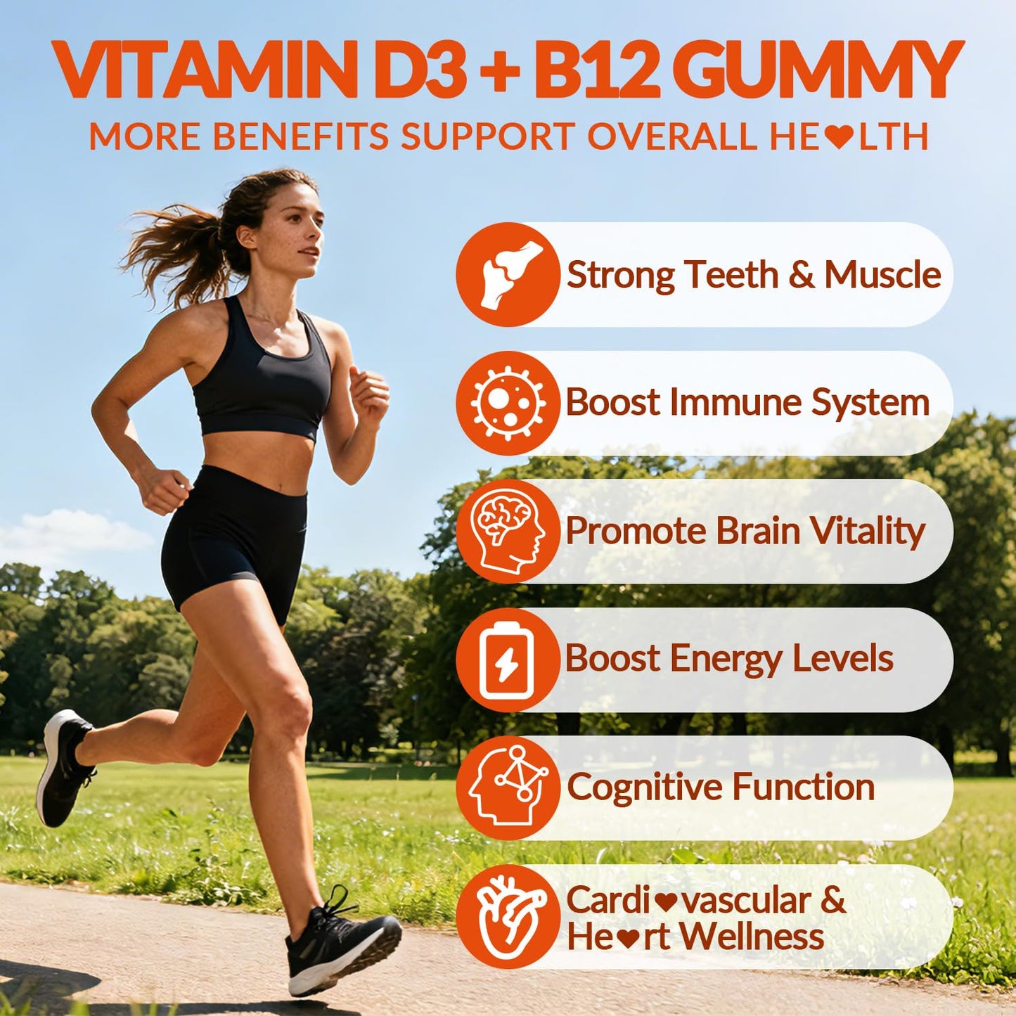 WEEVIT Vitamin D3 B12 Gummies, 120 Count
