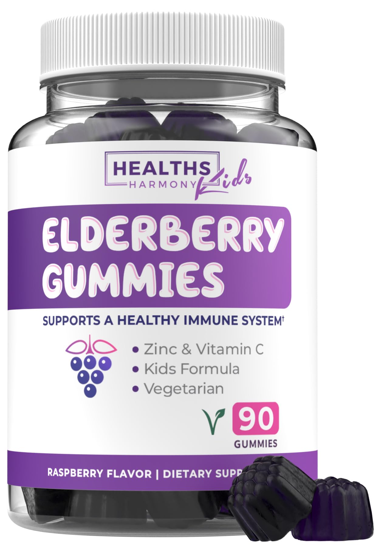 Healths Harmony Sambucus Elderberry Gummies for Kids Gummy 90 Count