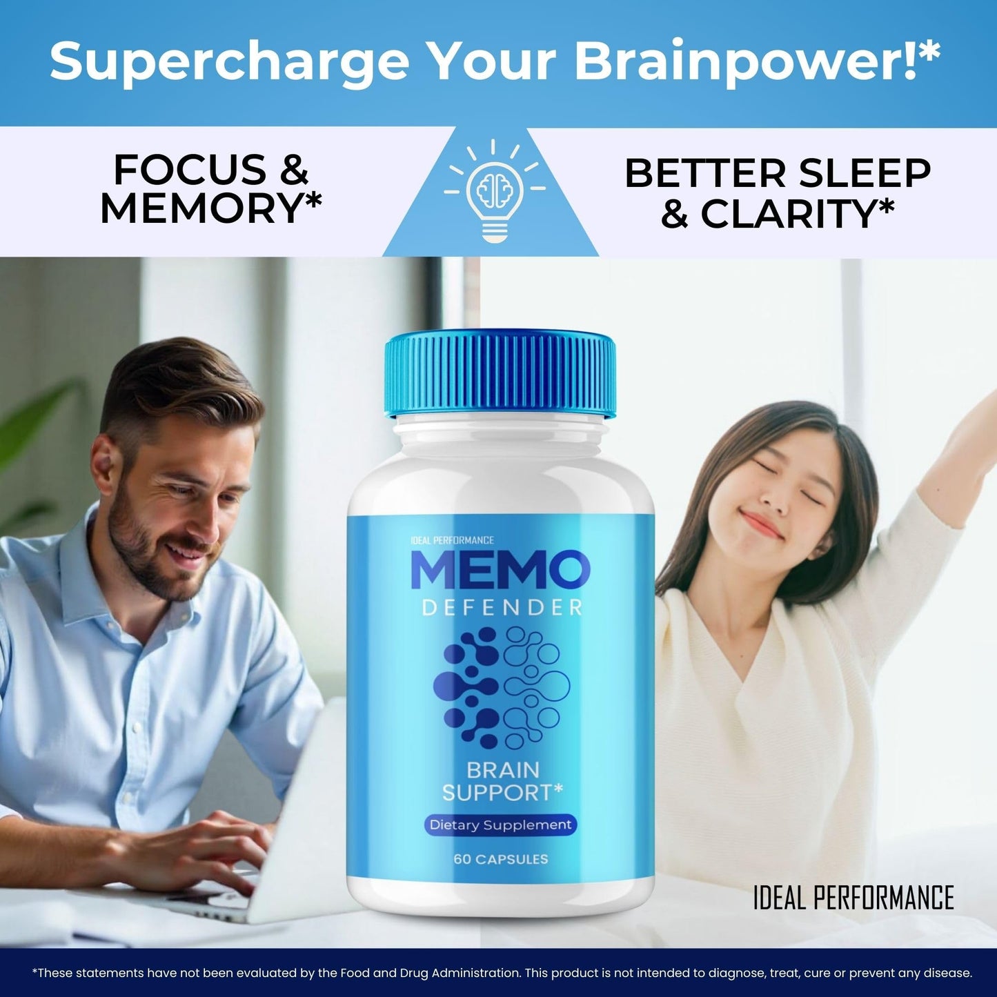 IDEAL PERFORMANCE Memo Defender Brain and Memory Support Capsules, 300 Count