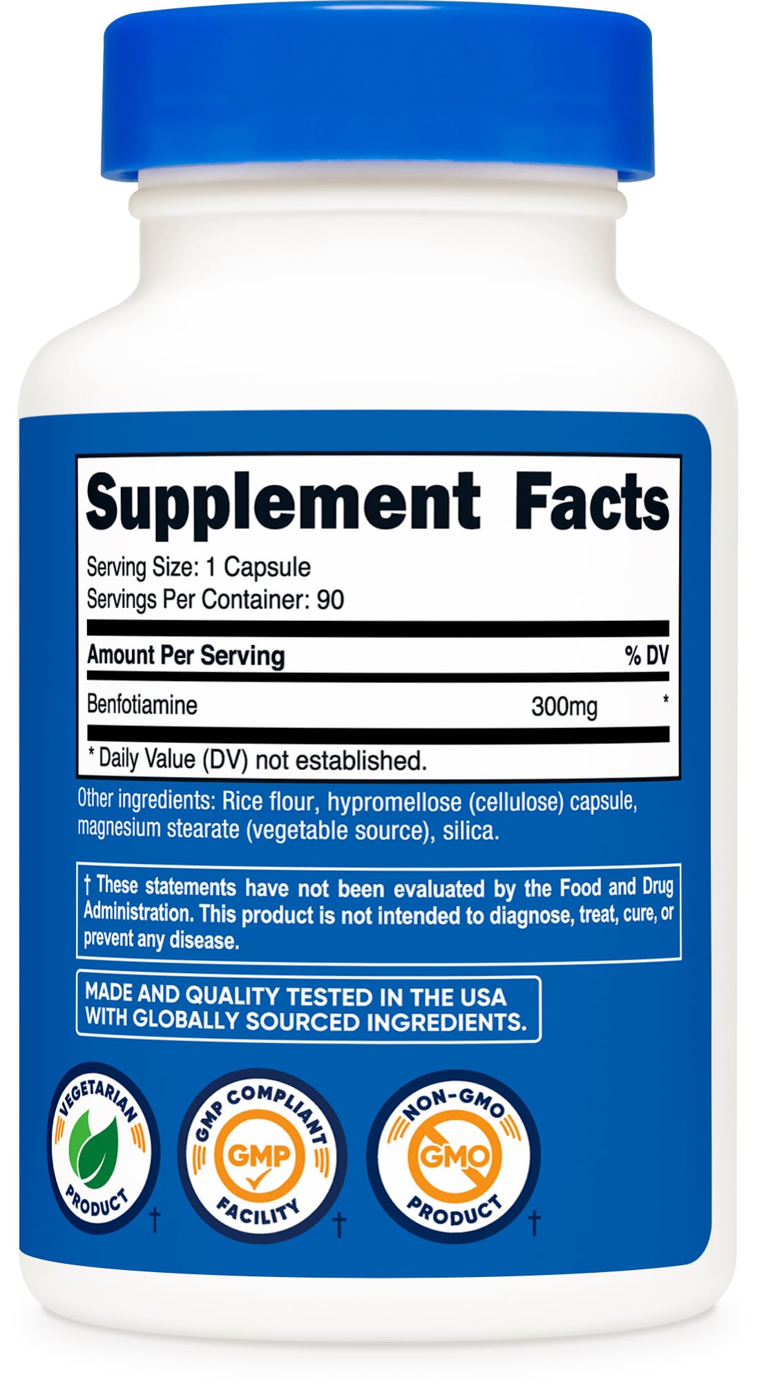 Nutricost Benfotiamine 300mg Capsules, 90 Count