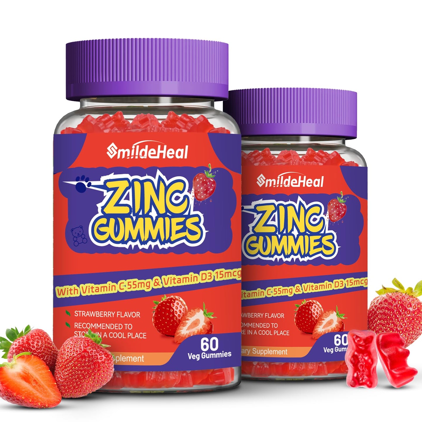 SmildeHeal Zinc Gummies, 60 Count